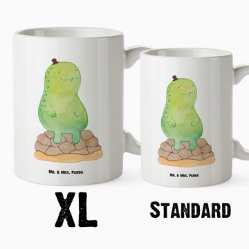 Mr. & Mrs. Panda Tasse Schildkröte Pause - Weiß - Geschenk, achtsam, Grosse Kaffeetasse, Ach, XL Tasse Keramik, Prächtiger Farbdruck
