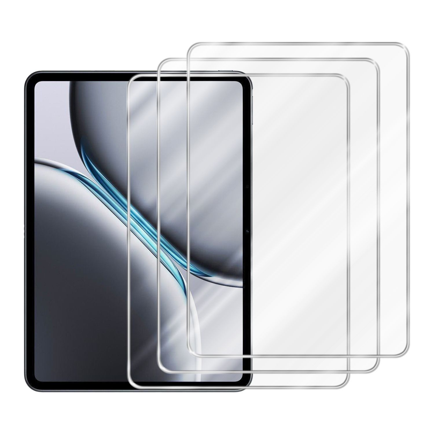 Cadorabo Schutzfolie für OnePlus Pad 2 Schutzfolie, (3-St), 3x Schutzfolie Panzer Folie (Tempered) Display Schutzglas 3D Touch