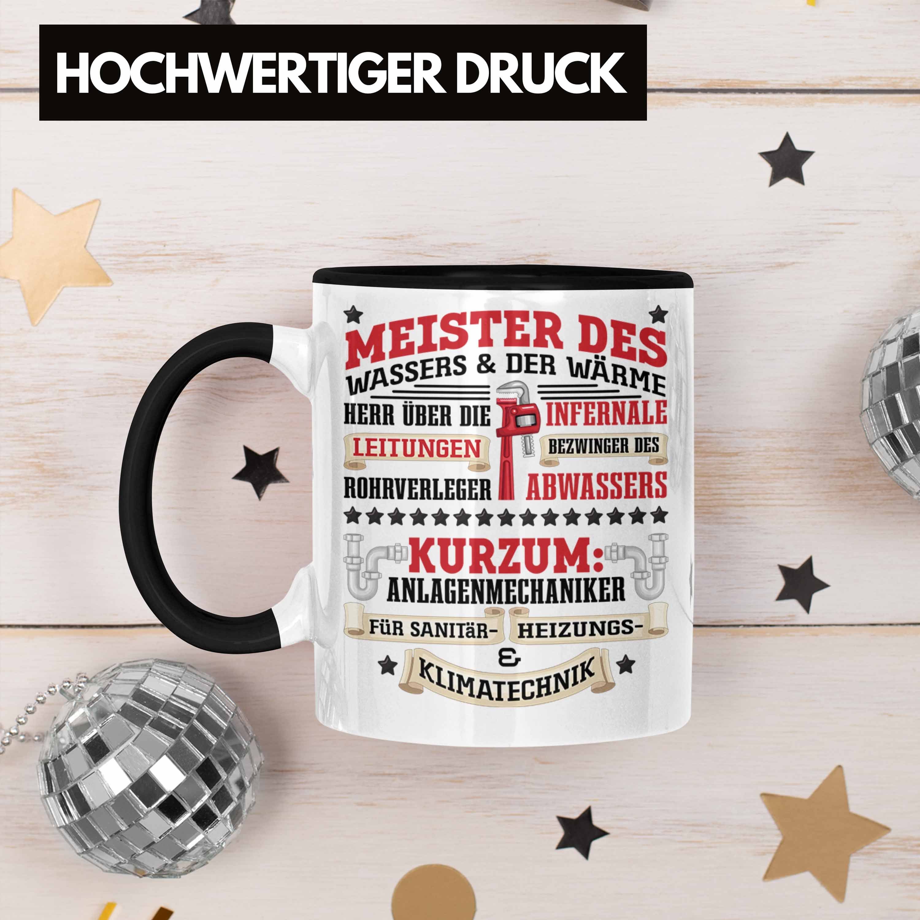 Trendation Tasse Anlagemechaniker Heizungsbauer Klempner Tasse Spruch Schwarz Geschenk Männer K