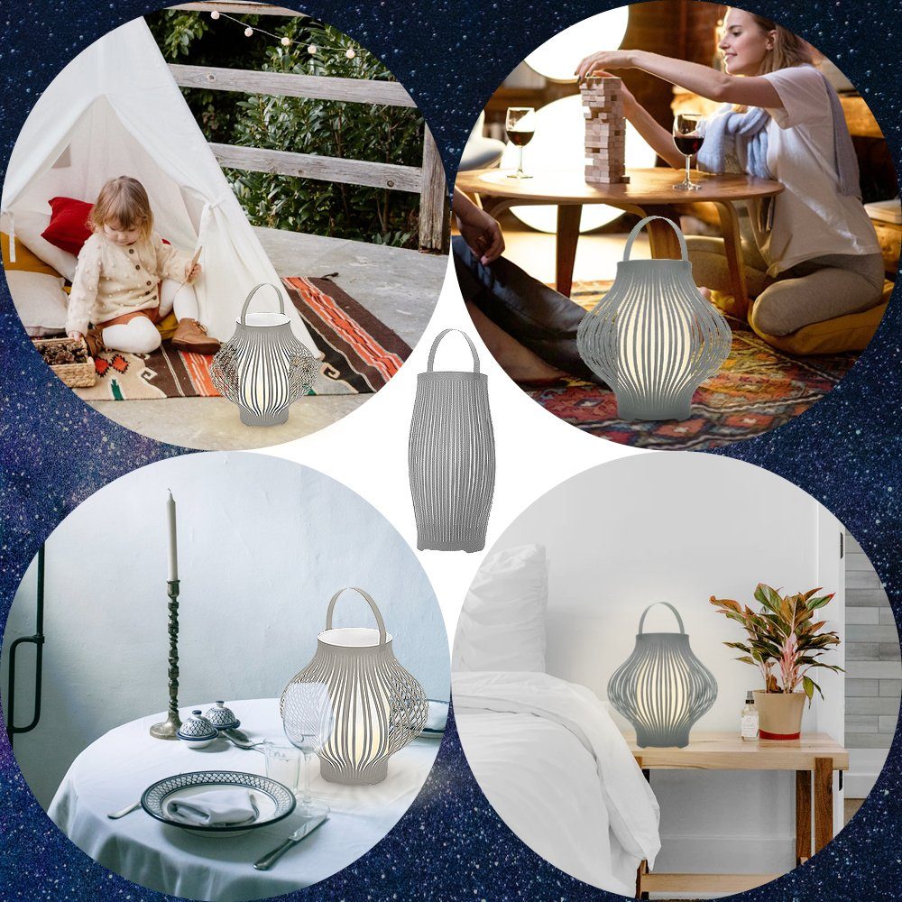 mit LED Haus für MALUX Ihr Tischlampe Tischleuchte LED Außen Garten,Hotel Gray und Fernbedienung