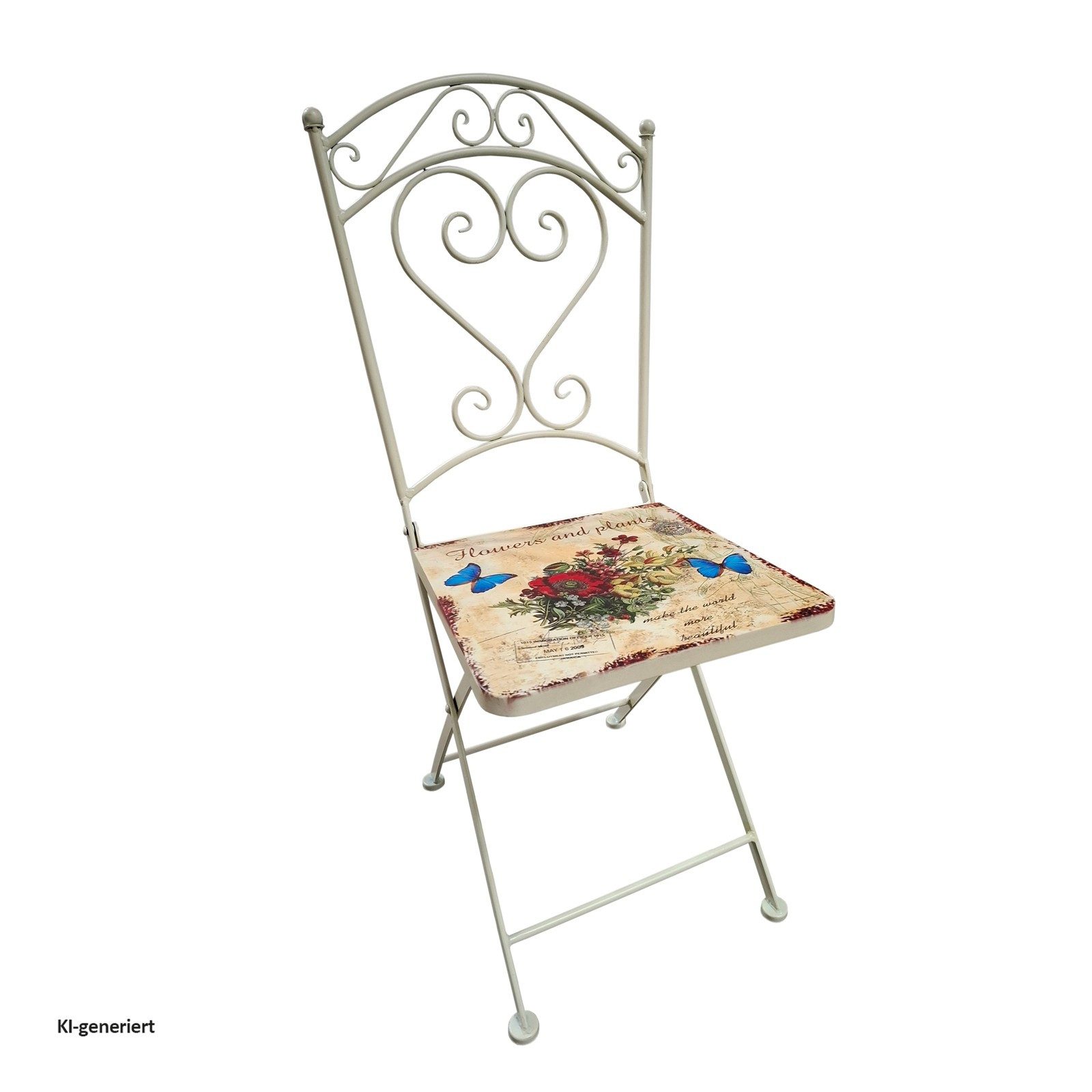 HTI-Living Gartenstuhl Metallstuhl Flowers and Plants (Stück, 1 St), Gartentstuhl nostalgisch mit Motiv