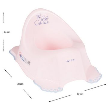 Tega-Baby Babybadewanne 3 TEILE SET H - BUNNIES Rosa - Gestell Grau- Babybadeset Abfluss, (Made in Europe Spar Set), ** Babywanne+ Badesitz + Topf + Gestell **