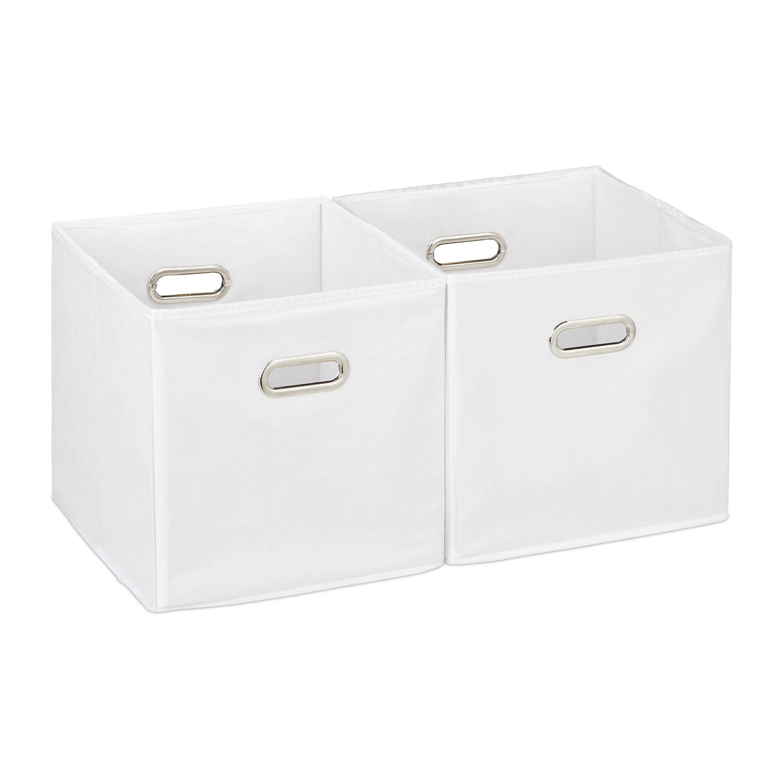 relaxdays Aufbewahrungsbox Stoff 2er Set, Weiß günstig online kaufen