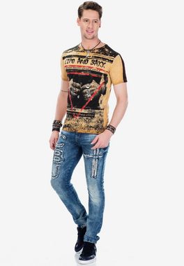 Cipo & Baxx Slim-fit-Jeans mit Nieten und Aufnäher in Straight Fit