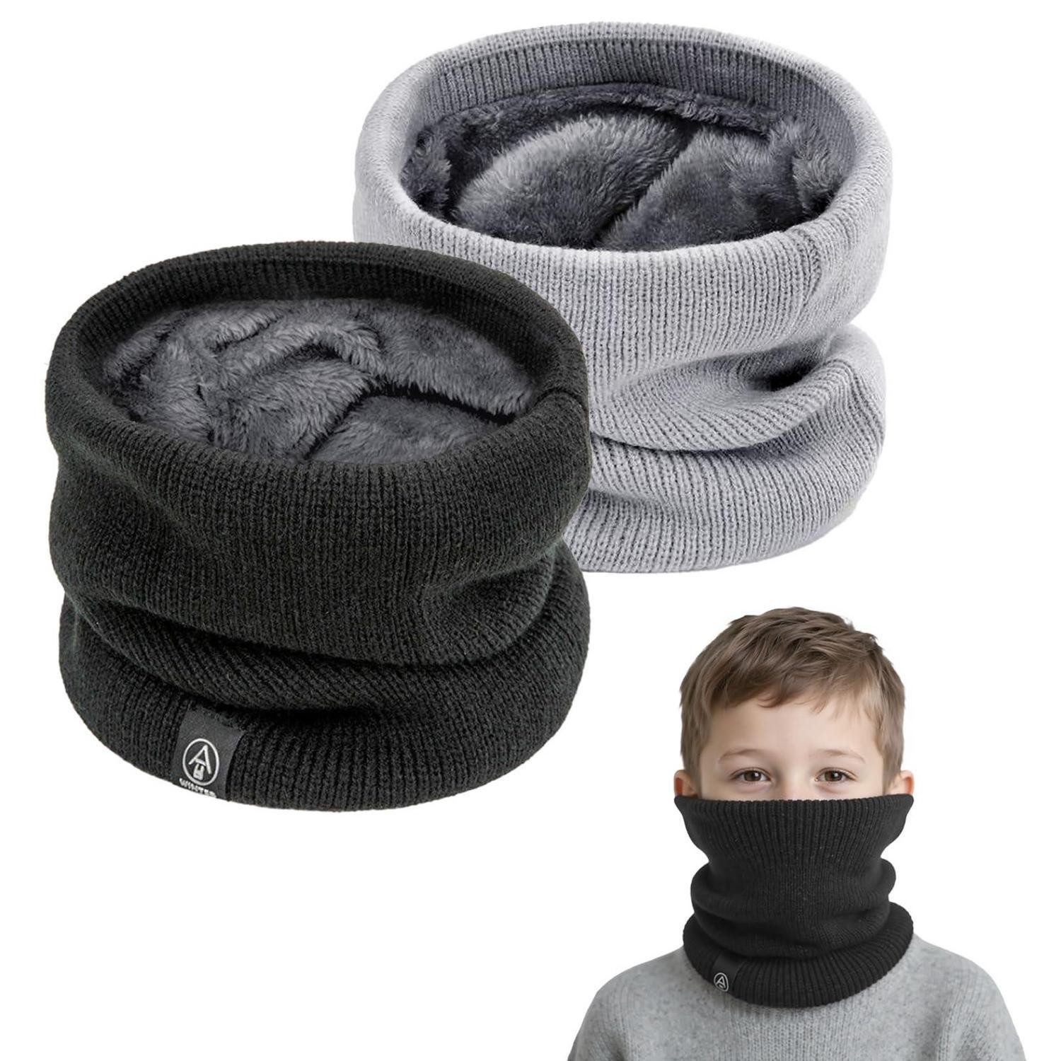 LuxusKollektion Loop Schlauchschal Kinder/Herren 2 Stück Schwarz/Grau, (2-St)