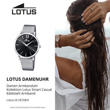Lotus Quarzuhr Lotus Damen Armbanduhr Smart Casual, (Analoguhr), Damenuhr rund, mittel (ca. 38mm) Edelstahlarmband silber