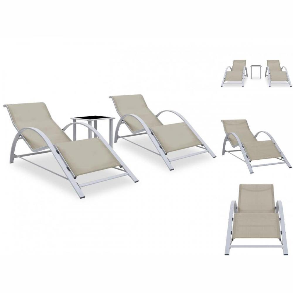 vidaXL Gartenlounge-Sessel »2er Set Liegestuhl Relaxstuhl Gartenliege  Sonnenliege Aluminium Stoff Cremeweiß« online kaufen | OTTO