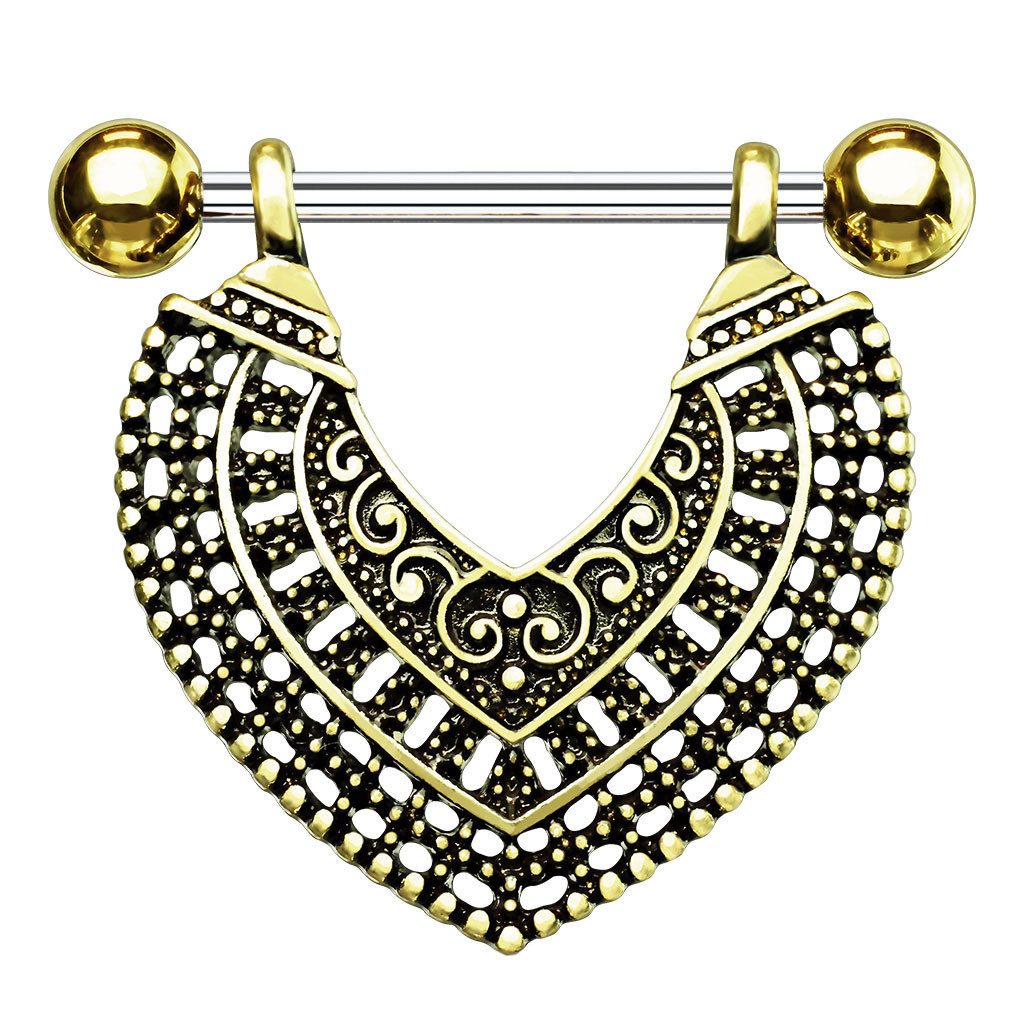 Taffstyle Intimpiercing Nippelpiercing Herz beweglich Ornament Chirurgenstahl Gold (Ohrpiercing Cartilage Tragus Helix Lobe Piercing), Brustwarzenpiercing Beweglich Brust Nippel Intim Intimpiercing Ohr