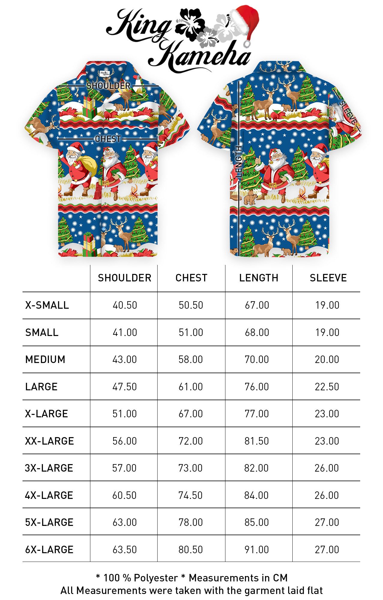 King Kameha Hawaiihemd Christmas Border Print Funky Hawaii-Hemd Kurzarm Front-Tasche Unisex