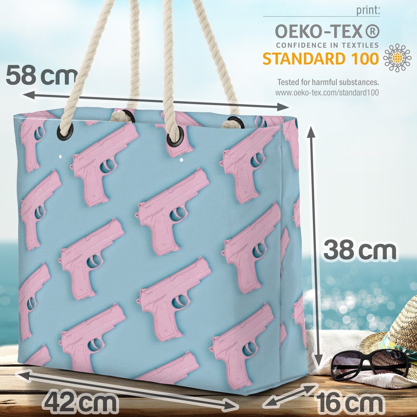 (1-tlg), Strandtasche Skandinavisch Muster VOID Design Modern Beach Spielzeugpistole Abstrakt Bag Plastik