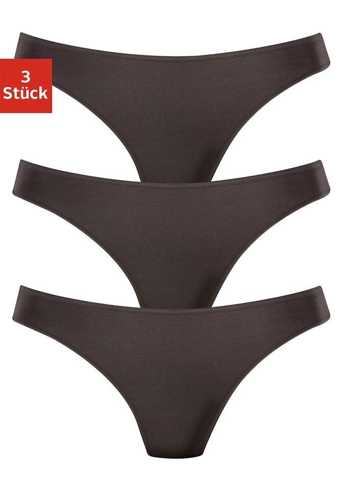 (Packung, schwarz LASCANA String 3-St) Modal-Qualität hochwertiger aus