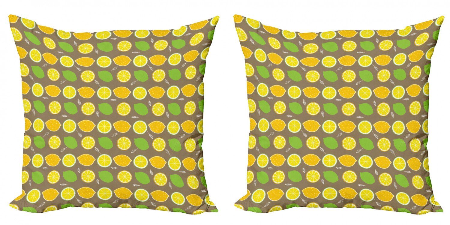 Kissenbezüge Modern Accent Doppelseitiger Digitaldruck, Abakuhaus (2 Stück), Zitronen Anschaulich farbiger Entwurf