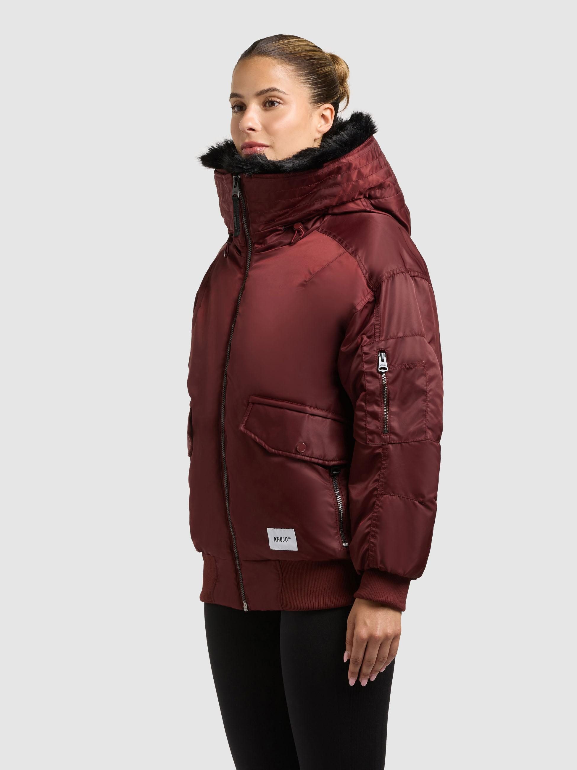 khujo Bomberjacke Cela Oversize Winterjacke mit abnehmbarem Kunstpelz-Besatz