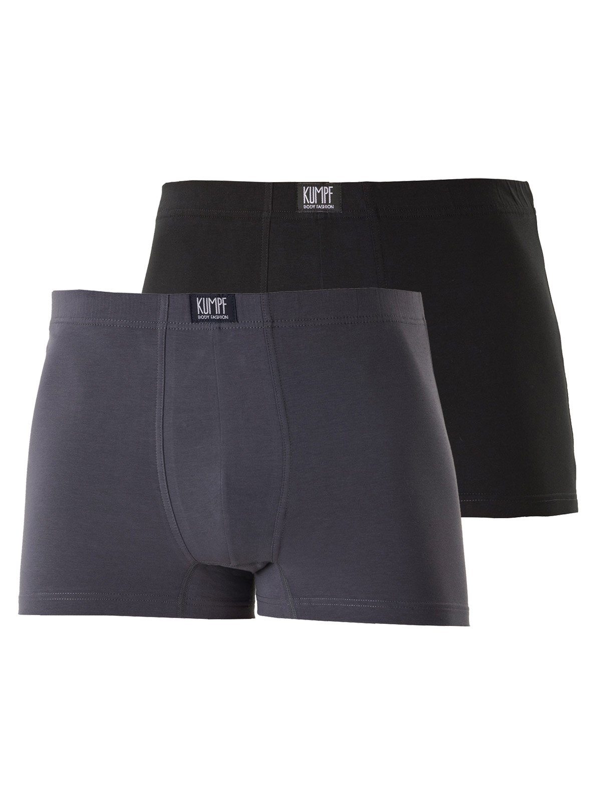 Pants hohe Sparpack 2er KUMPF Markenqualität mittelgrau Herren Retro 2-St) (Spar-Set, schwarz Pants Bio Cotton