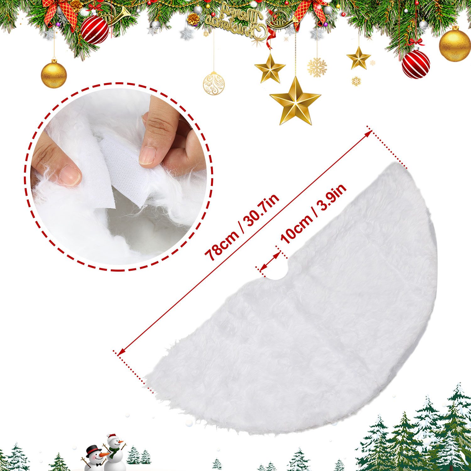 Clanmacy Baumteppich Weihnachtsbaumdecke,Baumteppich Weihnachten rund, 78cm günstig online kaufen