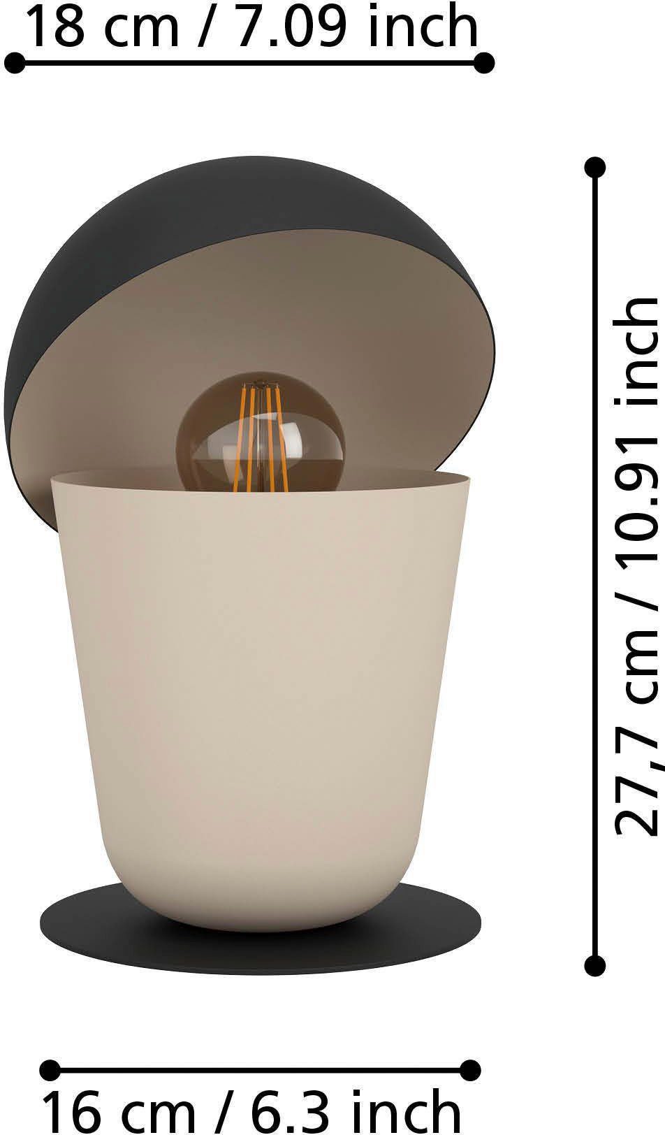 EGLO Tischleuchte BATABANO, Leuchtmittel wechselbar, ohne Leuchtmittel,  Tischleuchte in sand und schwarz aus Stahl - exkl. E27 - 40W