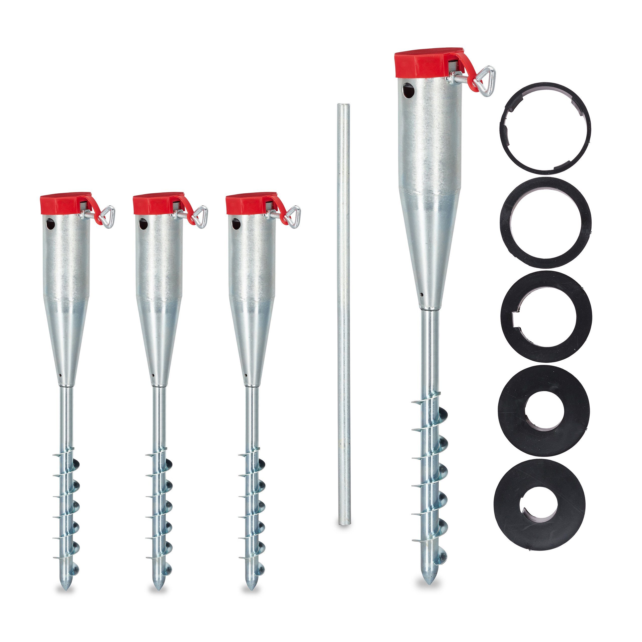 VidaXL Schirmständer Aus Verzinktem Stahl – 55 Cm, Mit 5 Adaptern, Für Sonnenschirme Bis Ø 55,7 Mm