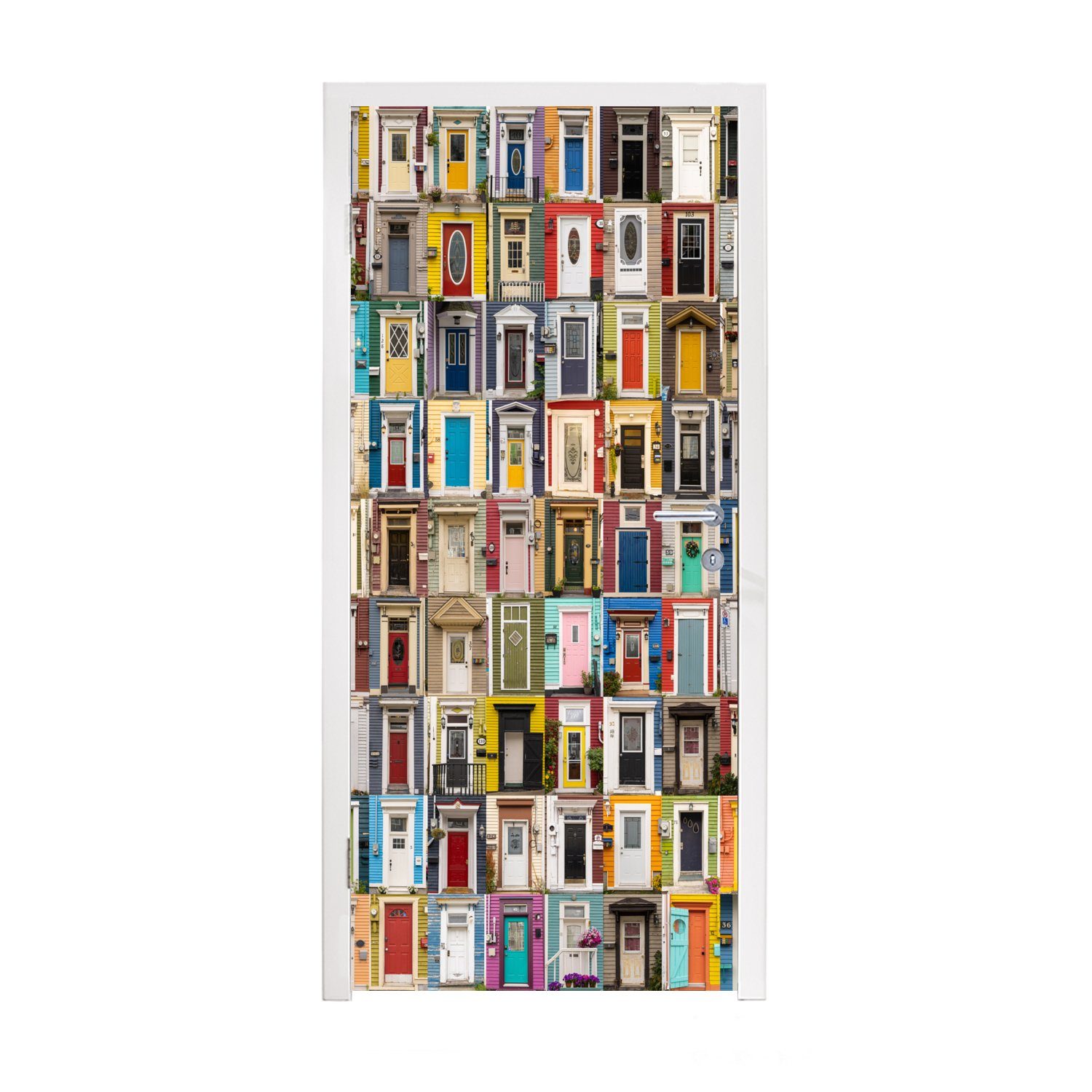 MuchoWow Türtapete Türen - Bunt - Collage - Architektur, Matt, bedruckt, (1 St), Fototapete für Tür, Türaufkleber, 75x205 cm