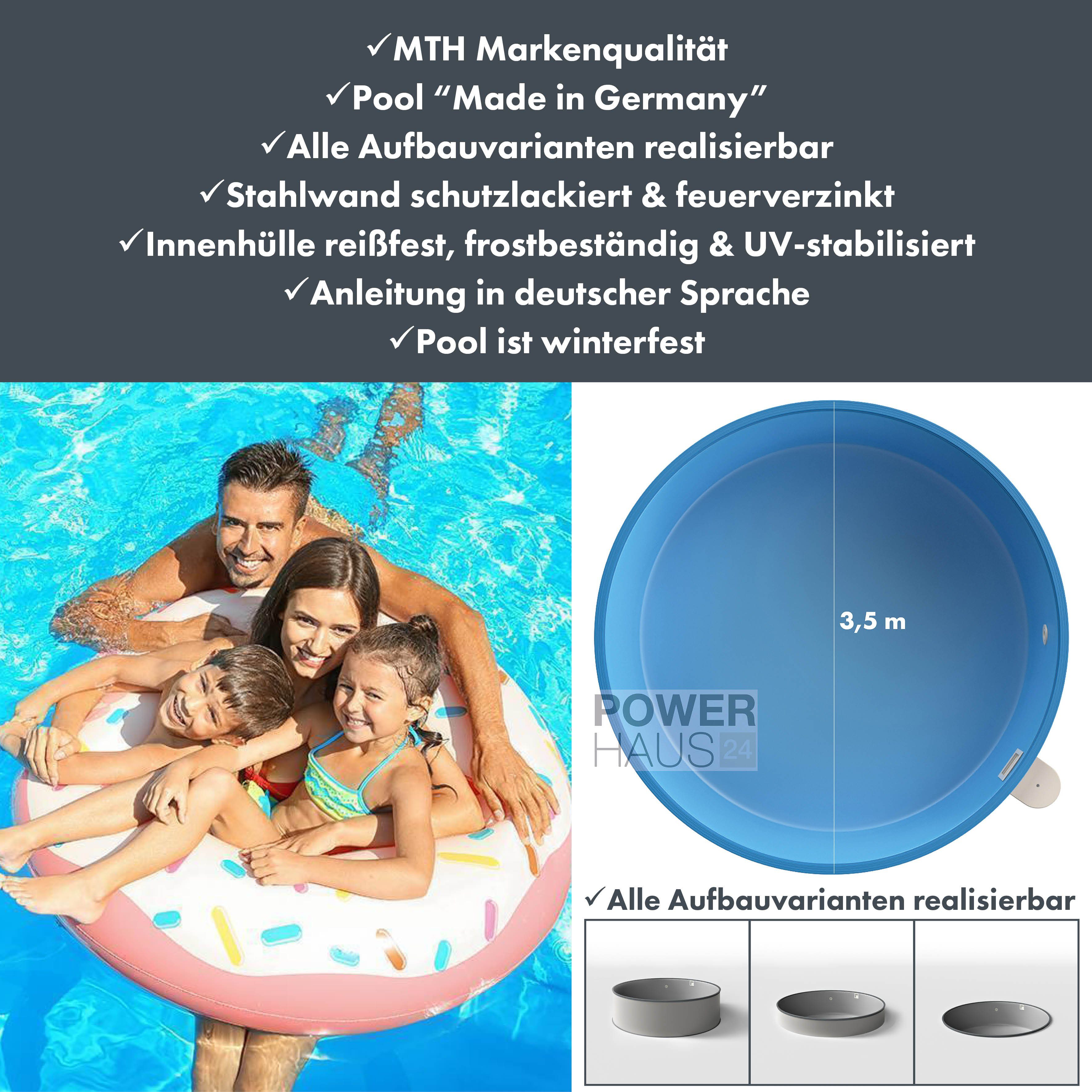 MTH Pool-Wassertest Schwimmbecken-Set MTH Rundform Ø 3,50 x 1,20 m