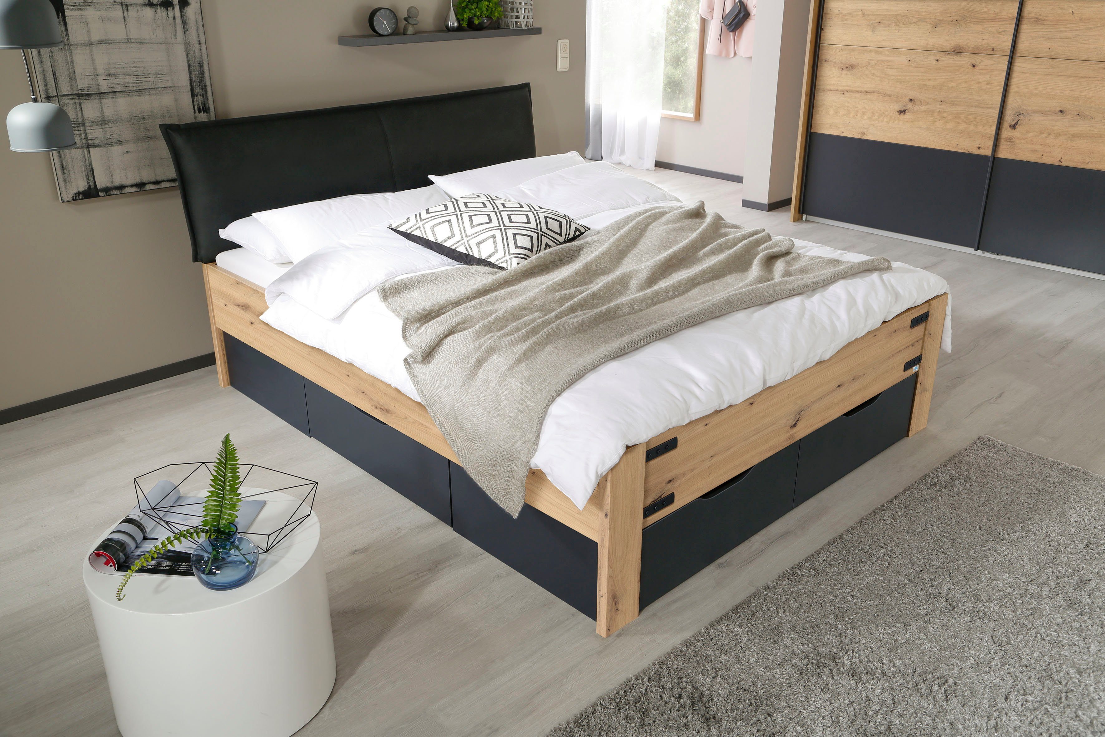 rauch Stauraumbett "Birmingham" mit Polsterkopfteil in Lederoptik günstig online kaufen