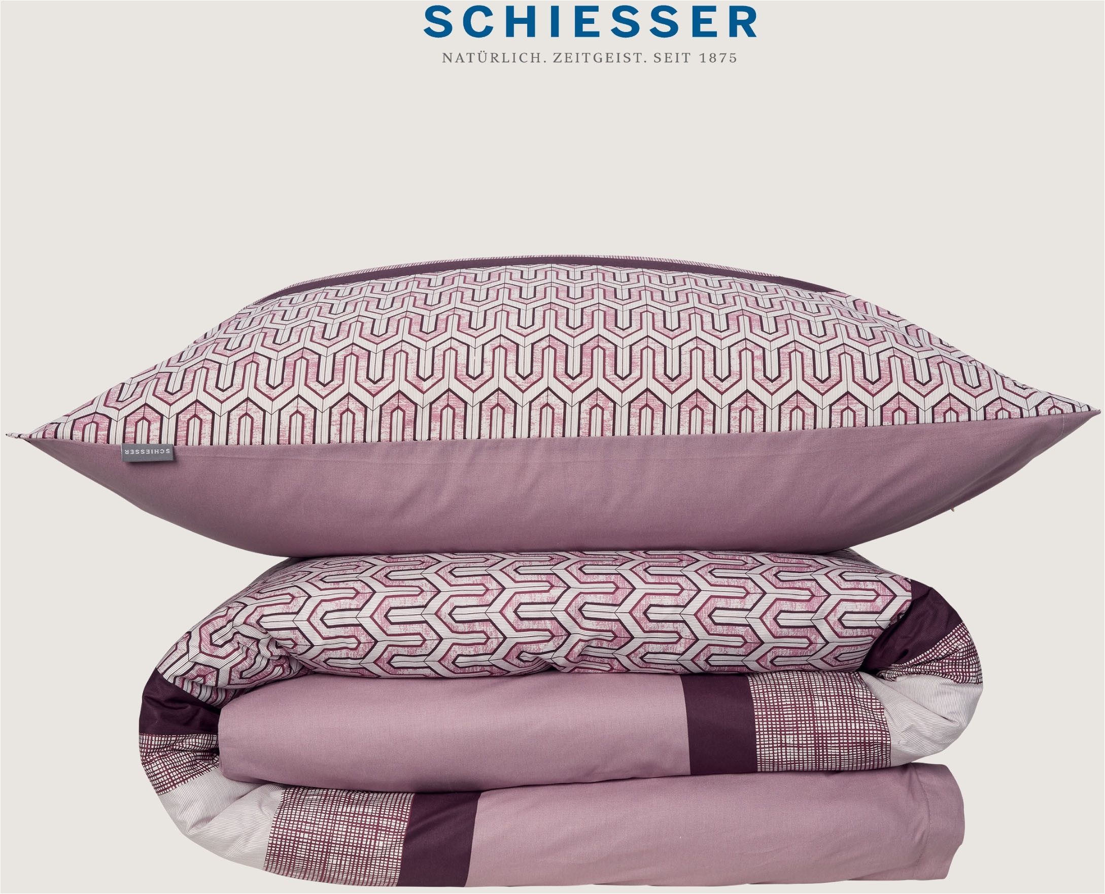 Schiesser Bettwäsche Siena aus weicher Baumwolle mit aufwendigem Muster, Renforcé, 2 teilig, Made in Green