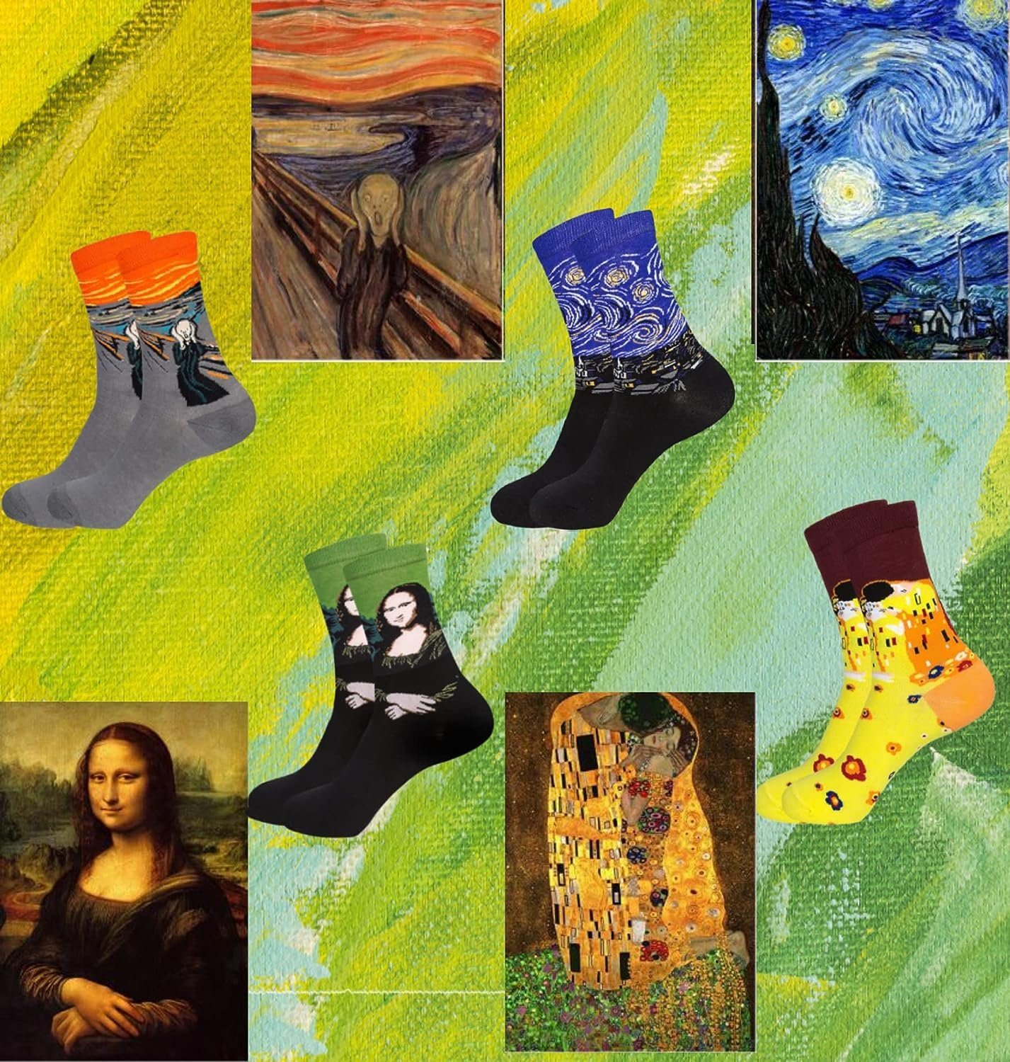 Alster Herz Alster Damen 38-43, 4x berühmte (4-Paar) Motive Malerei Freizeitsocken Herz lustige Baumwolle, Socken Bunte der A0465 Herren