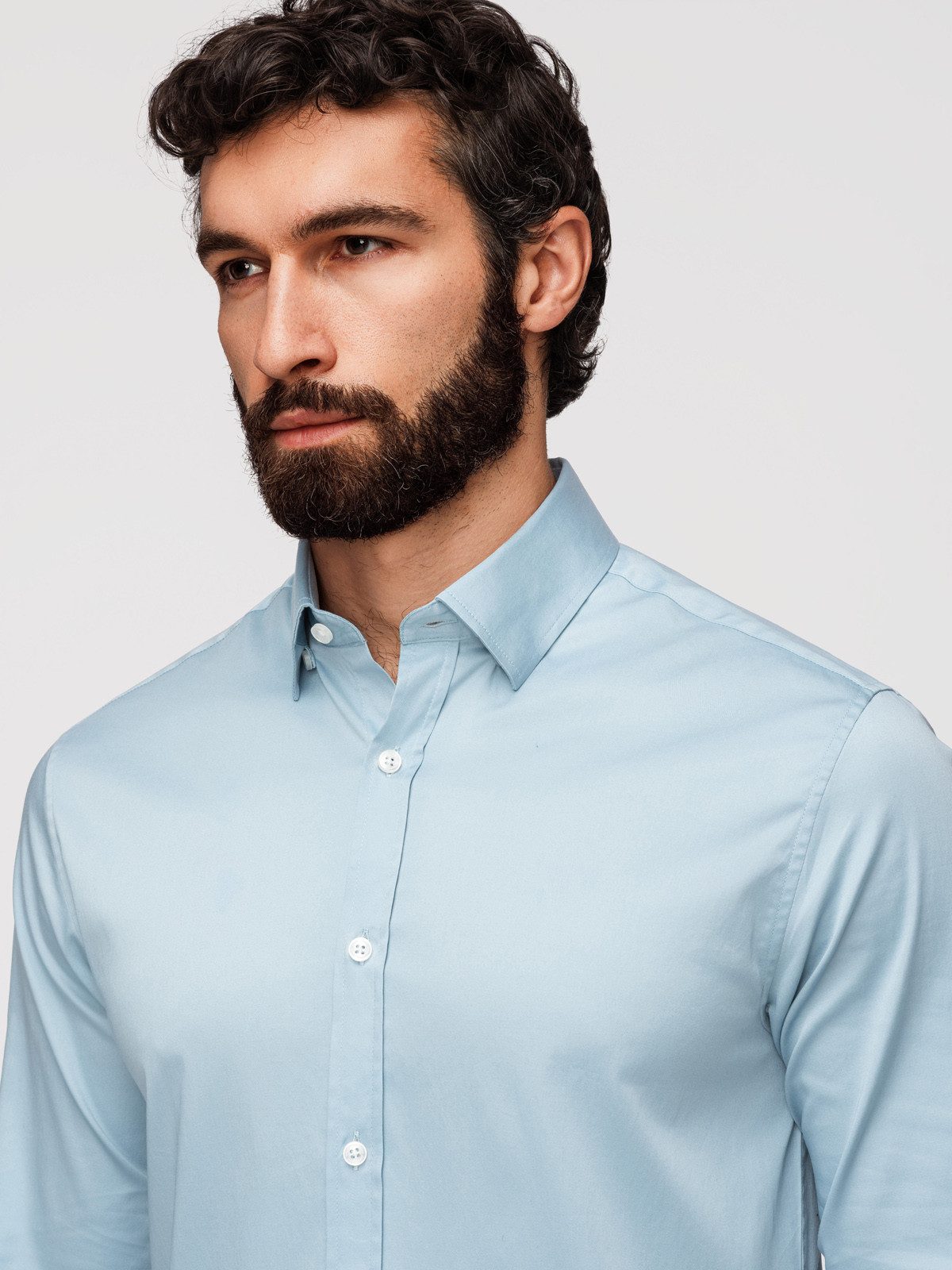 OMBRE Businesshemd Herren Slim-Fit Businesshemd mit Kentkragen Blau S (kein Set, 1-tlg) Slim Fit