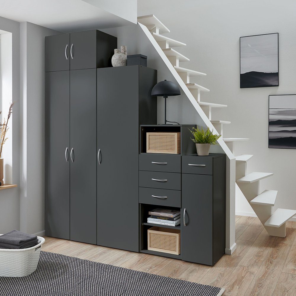 Lomadox Mehrzweckschrank MIAMI-43 graphit, 5 Einlegeböden, ca. 70/185/40 cm – Bild 5 von 5