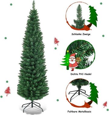 COSTWAY Künstlicher Weihnachtsbaum, 150cm, mit 220 PVC Nadeln, Metallständer