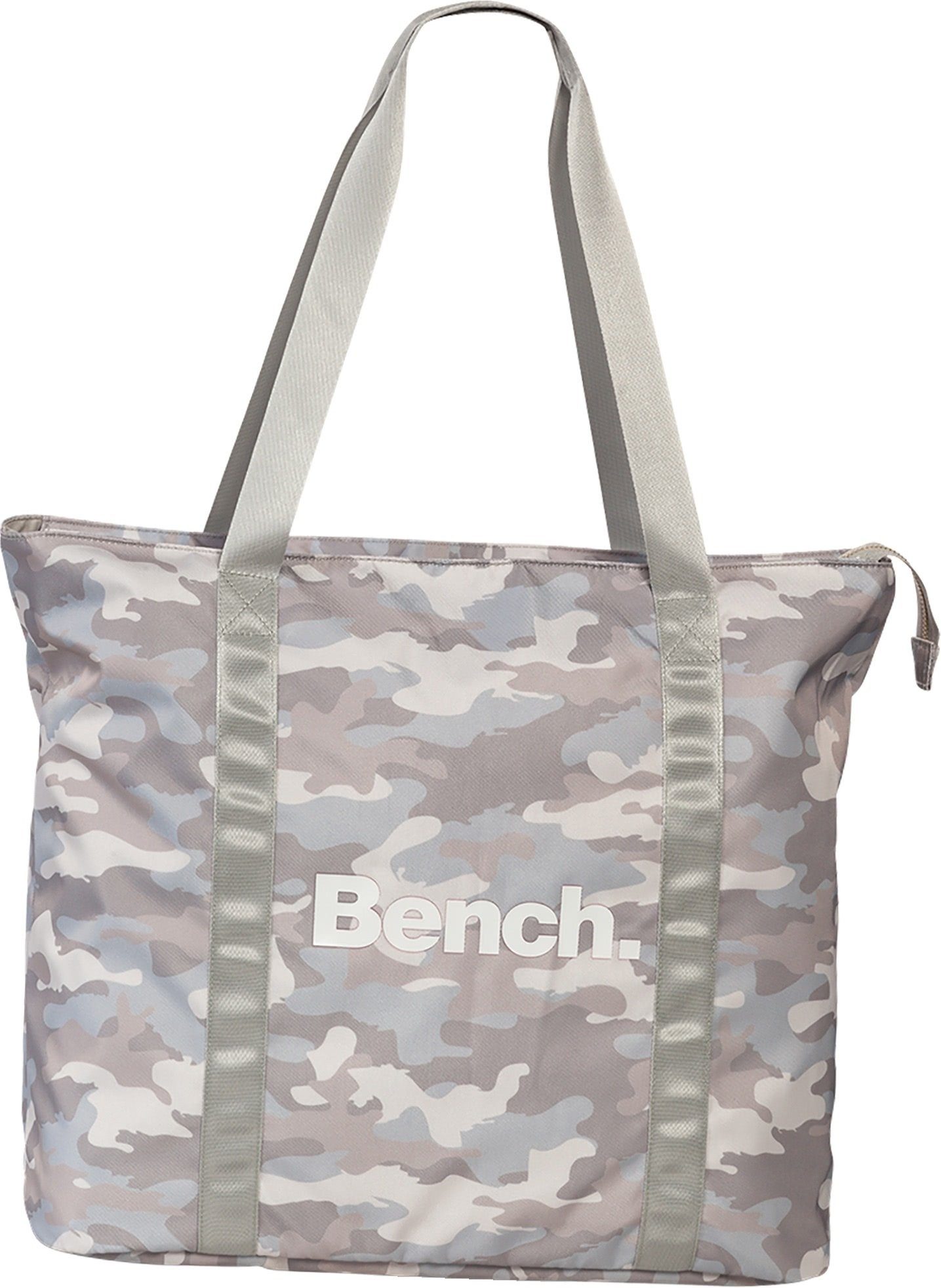 Bench. Schultertasche Bench sportliche Shopper Bag (Schultertasche, Schultertasche), Damen, Jugend Tasche strapazierfähiges Textilnylon hellgrau, weiß