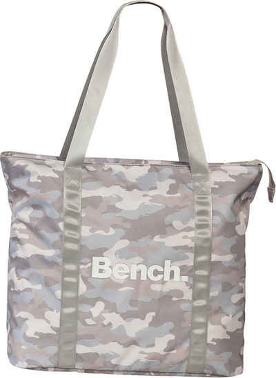 Bench. Schultertasche Bench sportliche Shopper Bag (Schultertasche, Schultertasche), Damen, Jugend Tasche strapazierfähiges Textilnylon hellgrau, weiß