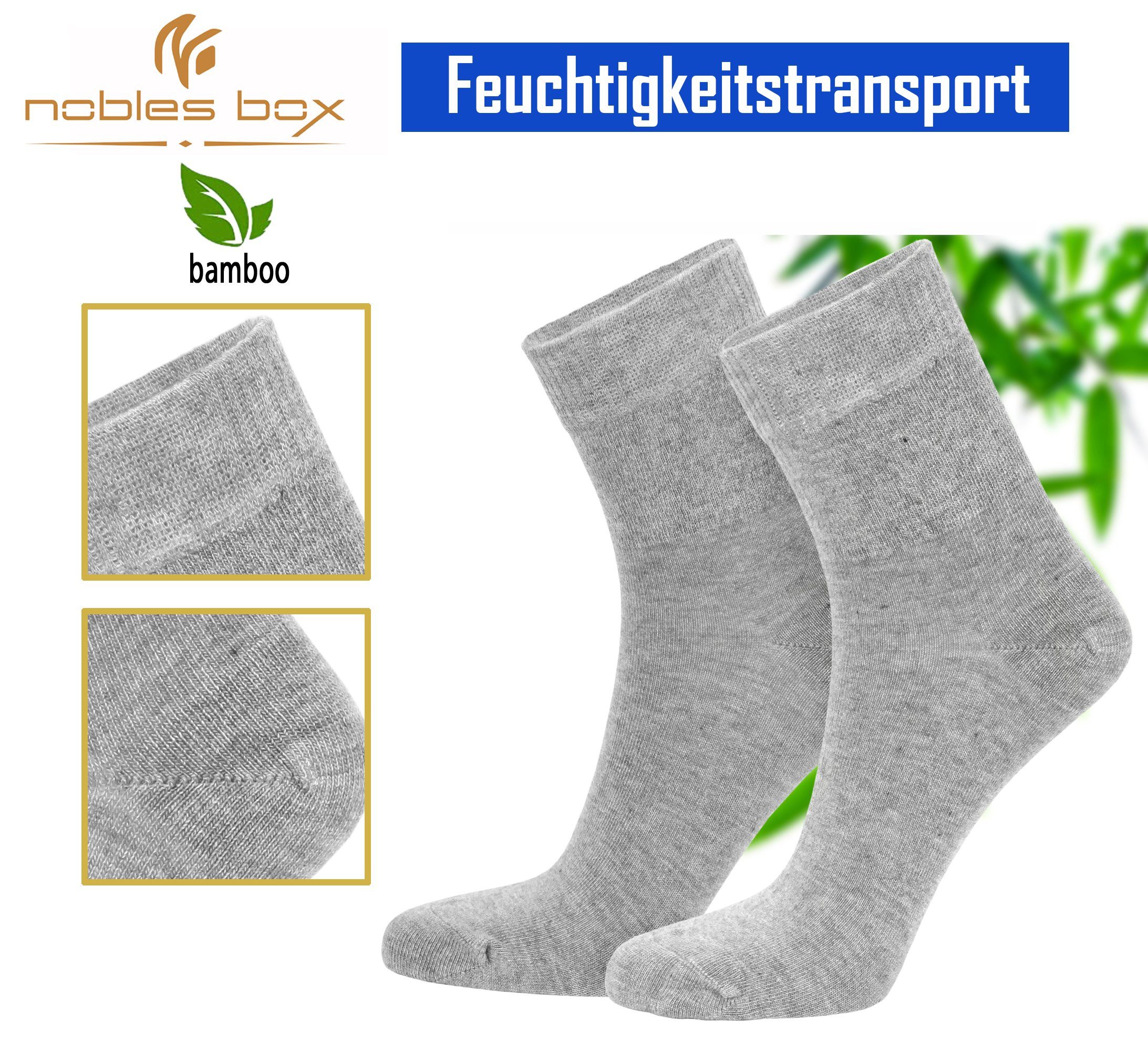 Grau NoblesBox Damensocken Bambussocken 4 Diabetikersocken Paar) (Beutel,