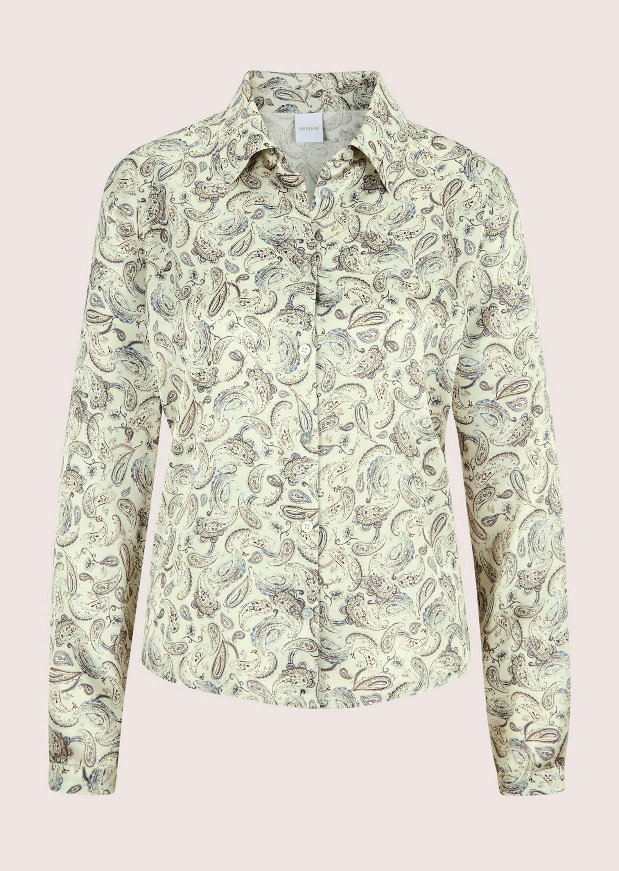 MADELEINE Langarmbluse Elegante Viskosebluse mit Knopfleiste Filigraner Paisley-Print mit Hemdkragen und langen Ärmeln