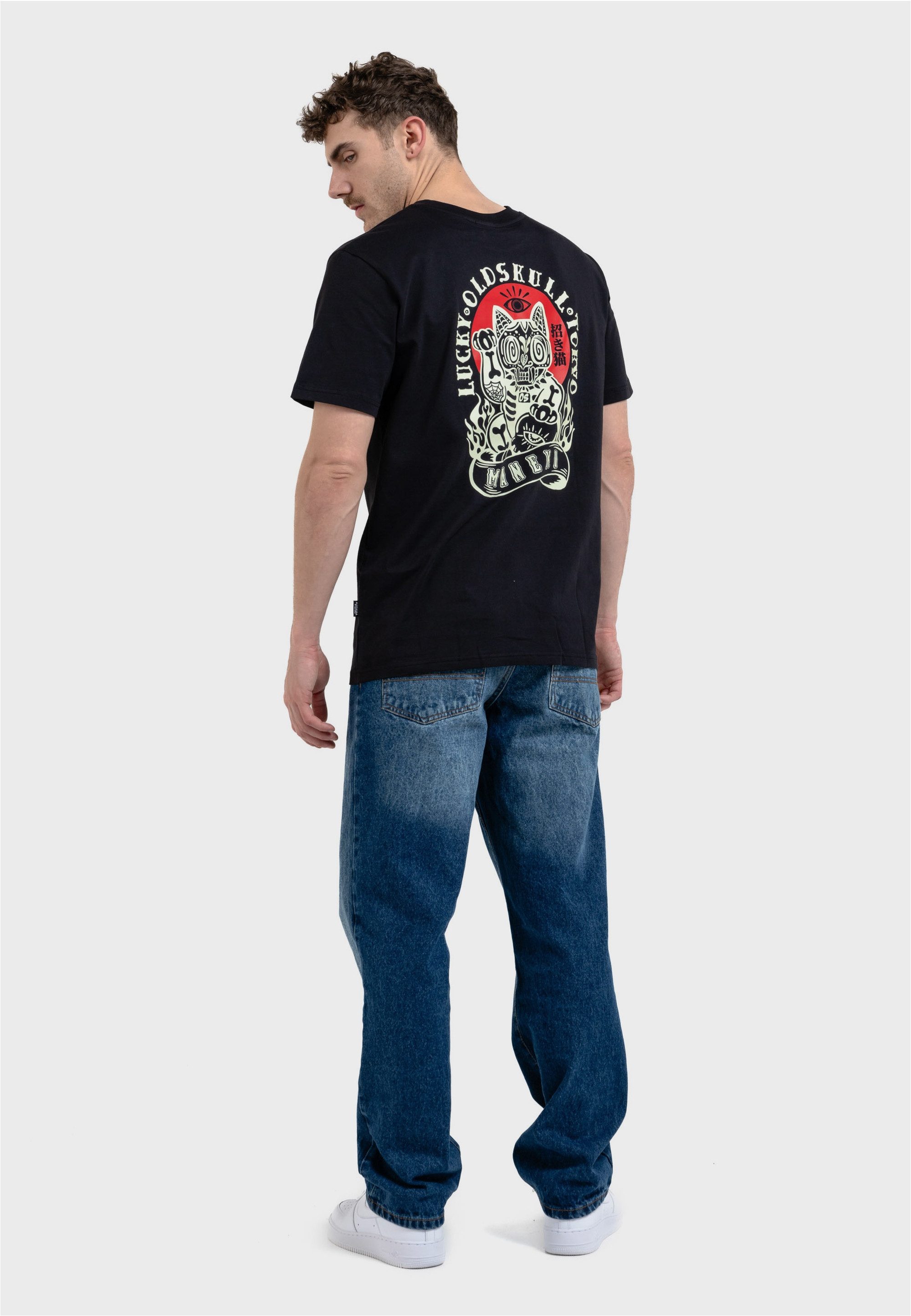 Oldskull T-Shirt ASIAN REBEL CAT KANJI GRAPHIC (1-tlg) mit coolem Backprint