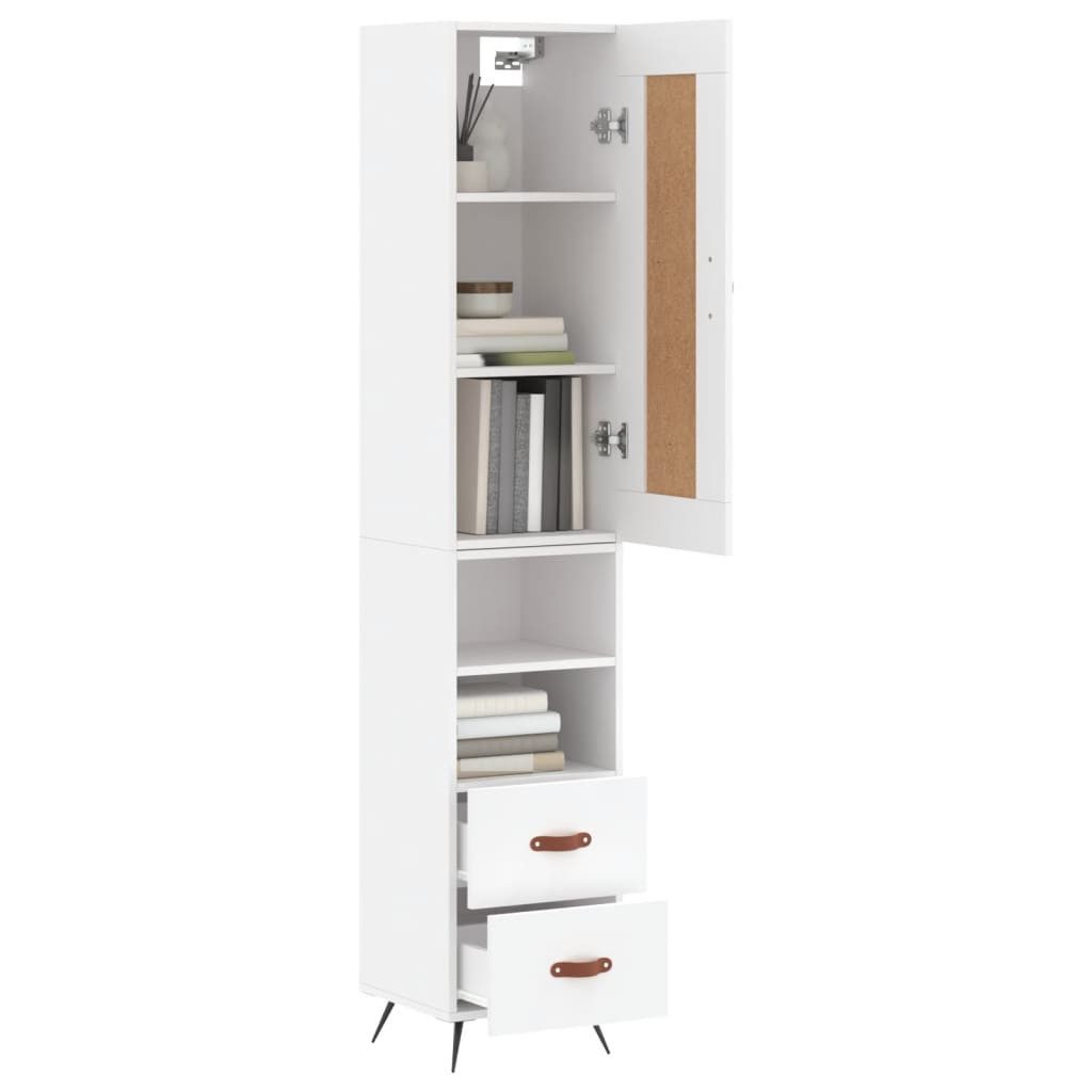 furnicato Highboard Weißes aus Holzwerkstoff und Metall 34,5x34x180 cm (1 St)