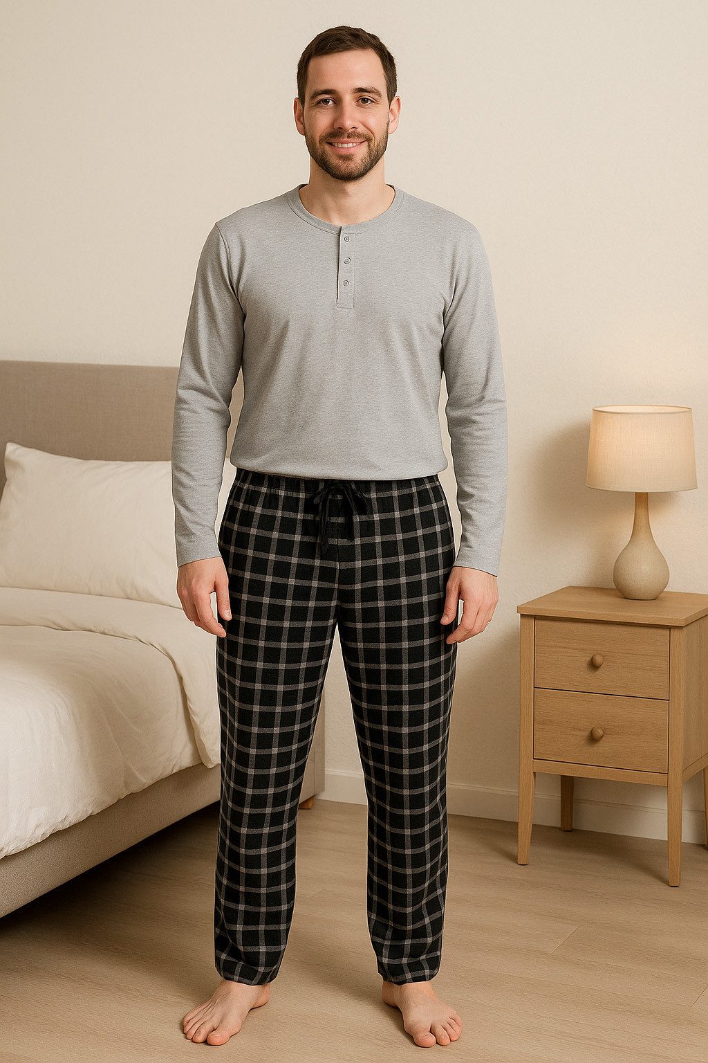 UP2FASHION MEN Pyjama Herren Flanell-Pyjama aus 100% Baumwolle, 2-teiliger günstig online kaufen