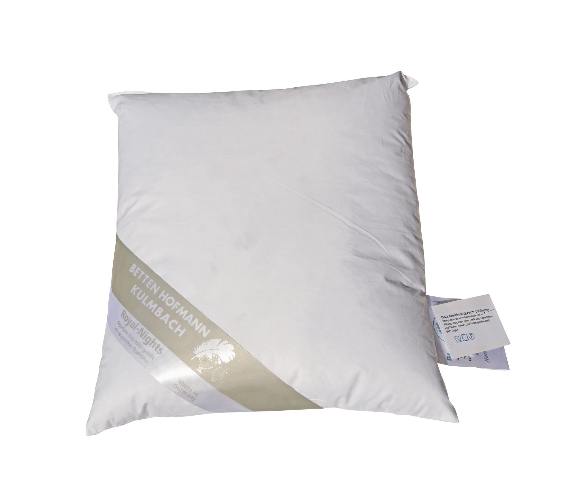 Betten Hofmann Federkopfkissen Betten Hofmann Pusta Kleinkissen 35x40cm Kuschelkissen 30% Daunen 180g, Füllung: 70% Federn, 30% Daunen, Bezug: 100% Baumwolle, Seitenschläfer, Rückenschläfer, medium, made in Germany, vielseitig einsetzbar
