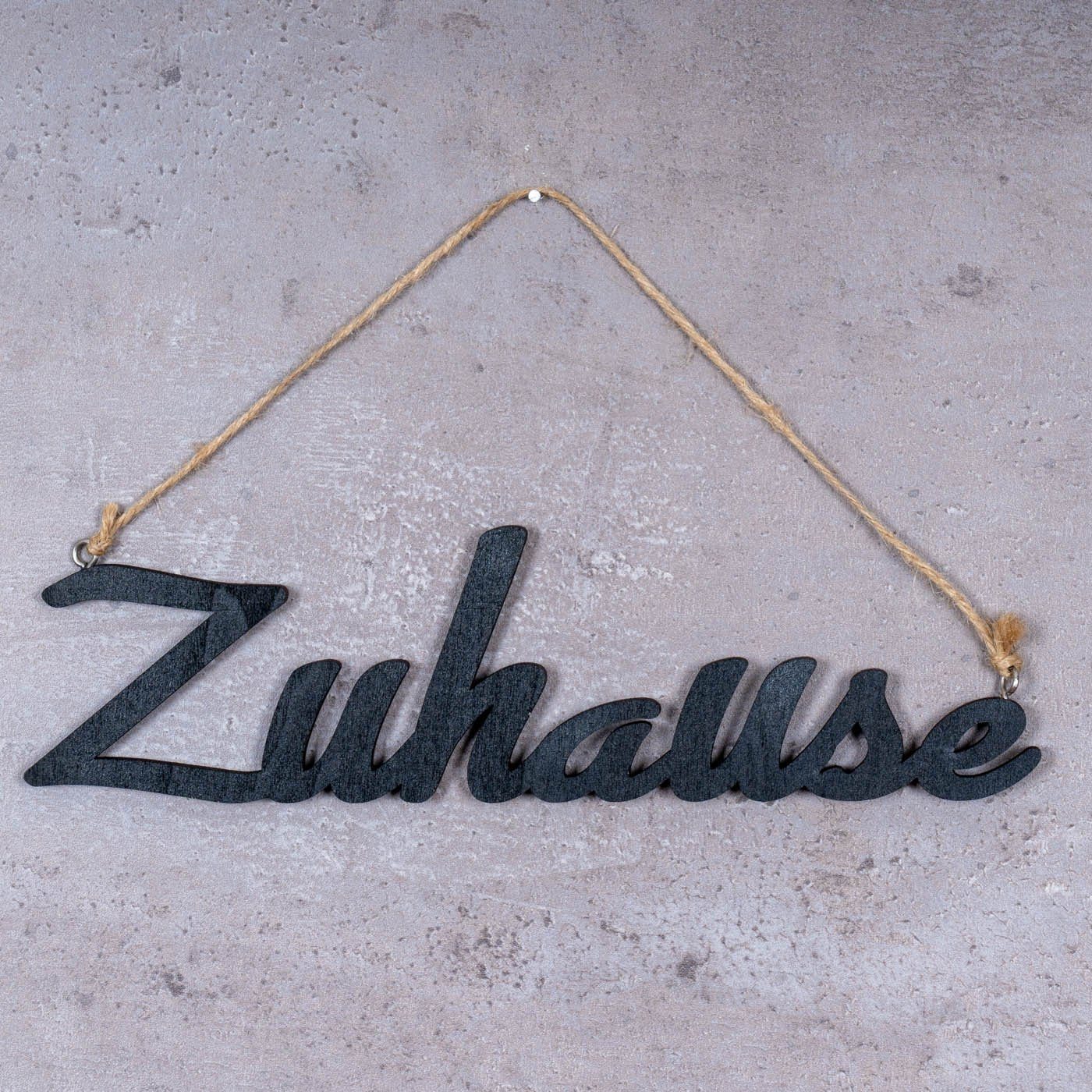 Levandeo® Zuhause Home Hängerchen L22cm Türschild Schriftzug Dekoobjekt, Schwarz Holz