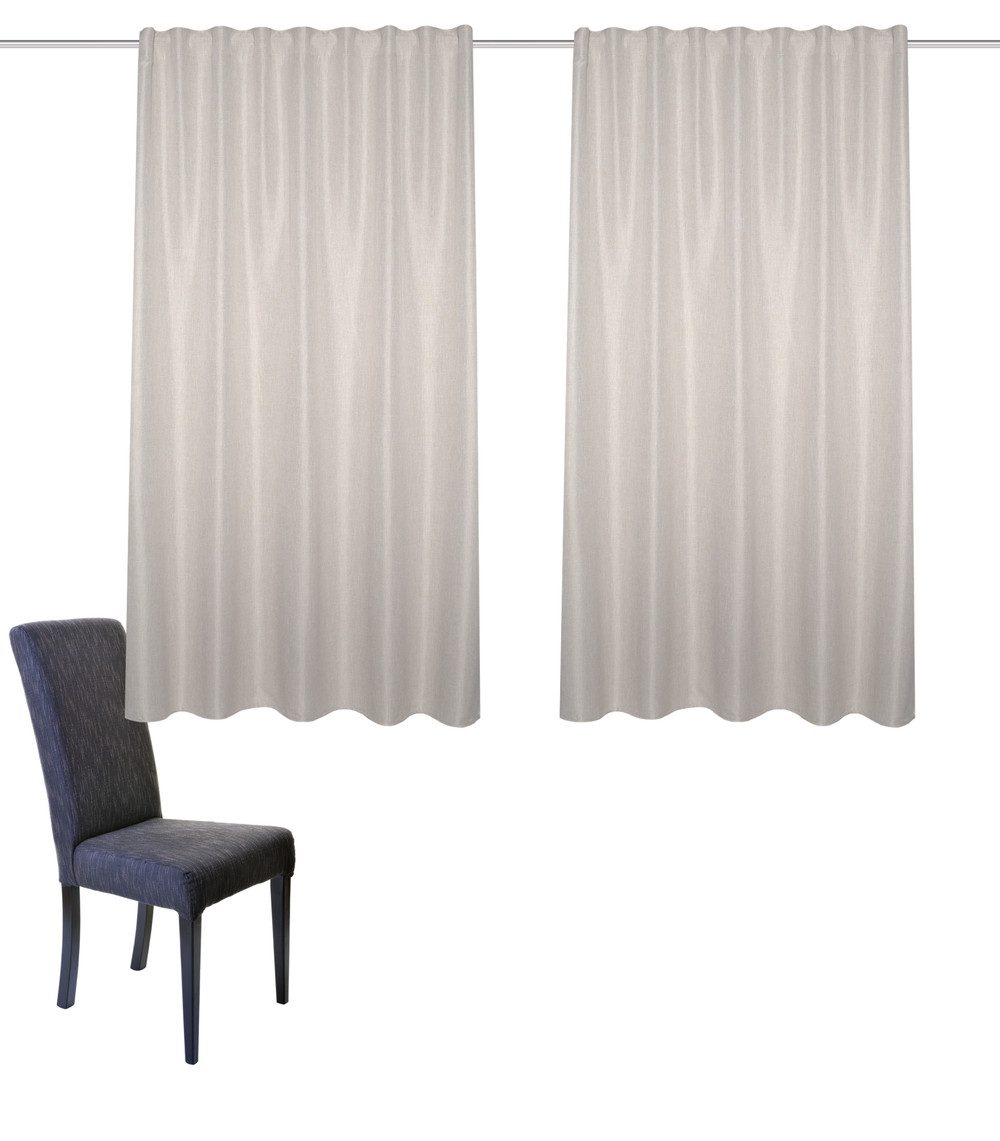 HOME WOHNIDEEN Vorhang 055980 2er-Set - Kombibandschal OXFORD - Uni, Dekostoff Leinenstruktur (2 St), abdunkelnd, 100% Polyester