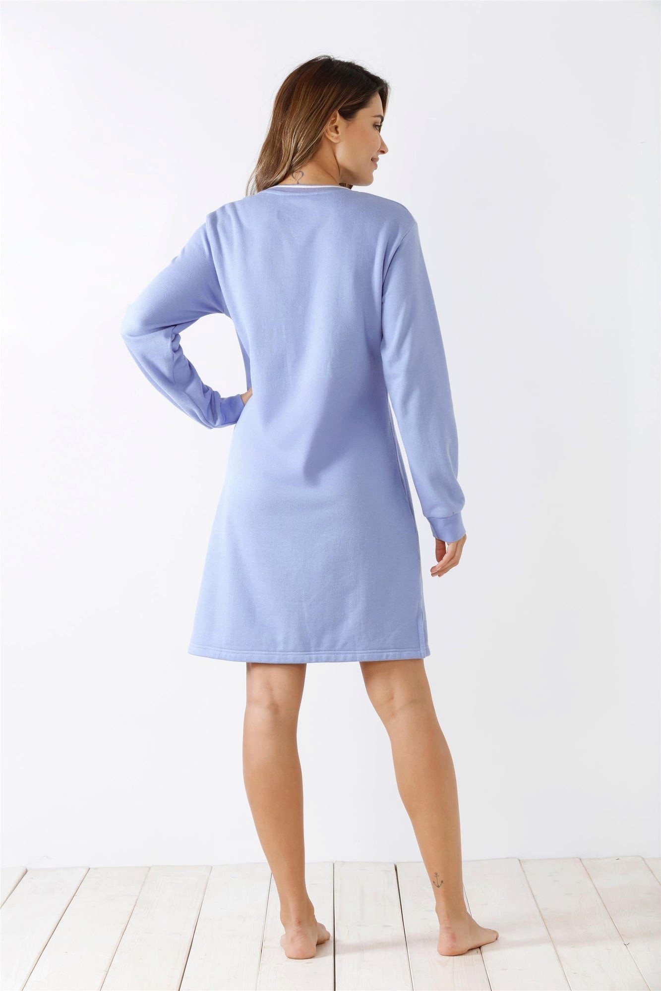 Hajo Sleepshirt Damen Sleepshirt mit Bündchen Frottee Reverse