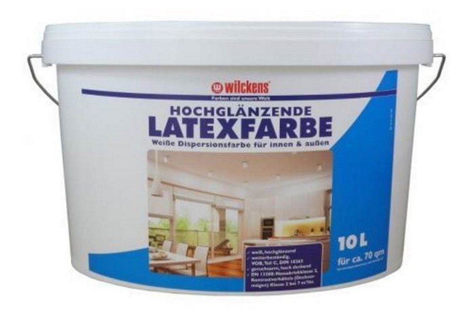 Wilckens Farben Latexfarbe 10 Liter weiße Farbe hochglänzend