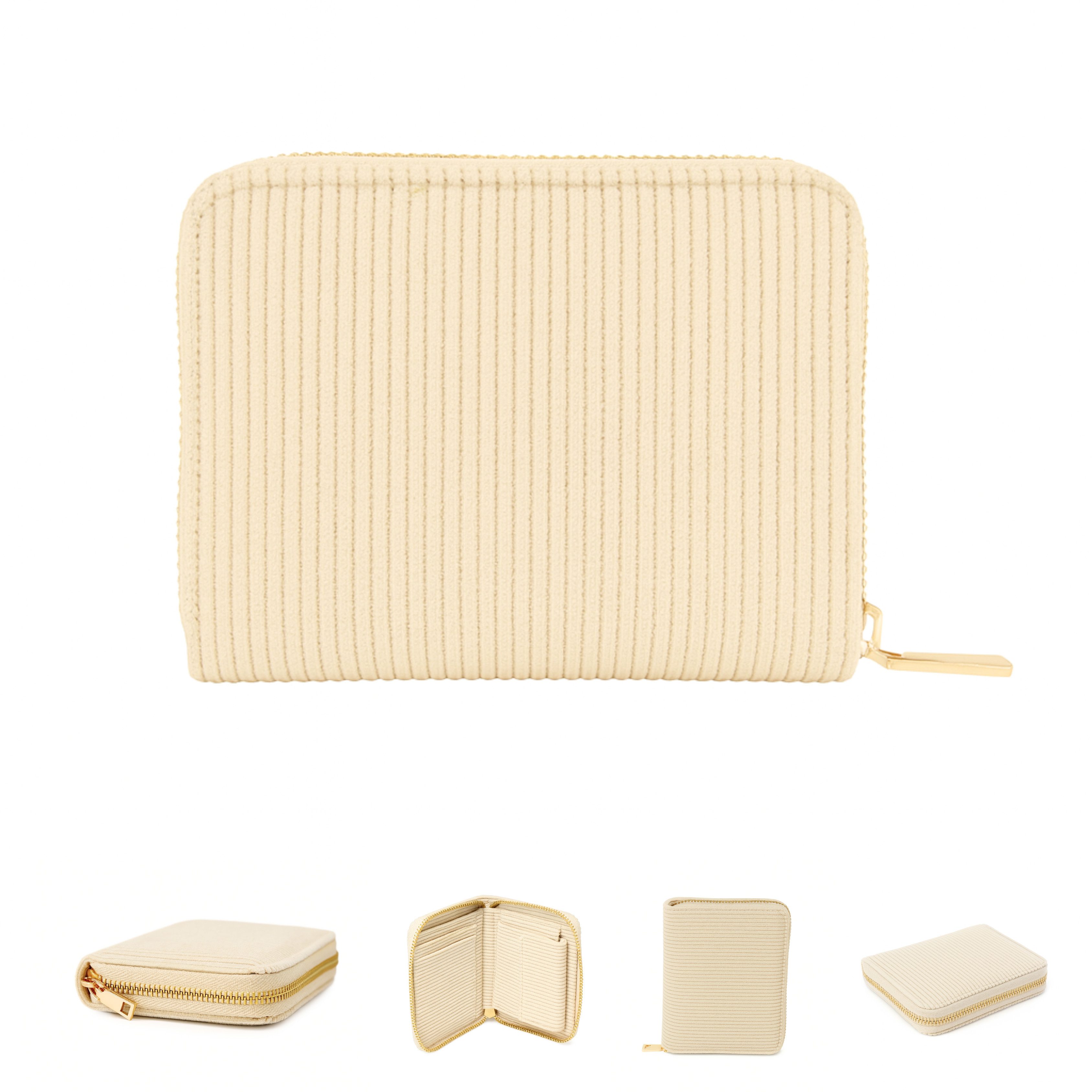 MillyMilk Geldbörse Kord Geldbeutel FONDO Damen – Mini Portemonnaie Stoff Pastell klein, Formstabil & kompakt – kein labberiges Säckchen!