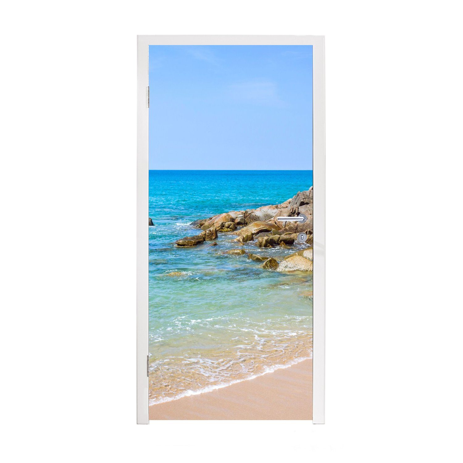 MuchoWow Türtapete Strand - Meer - Tropisch - Sommer, Matt, bedruckt, (1 St), Fototapete für Tür, Türaufkleber, 75x205 cm