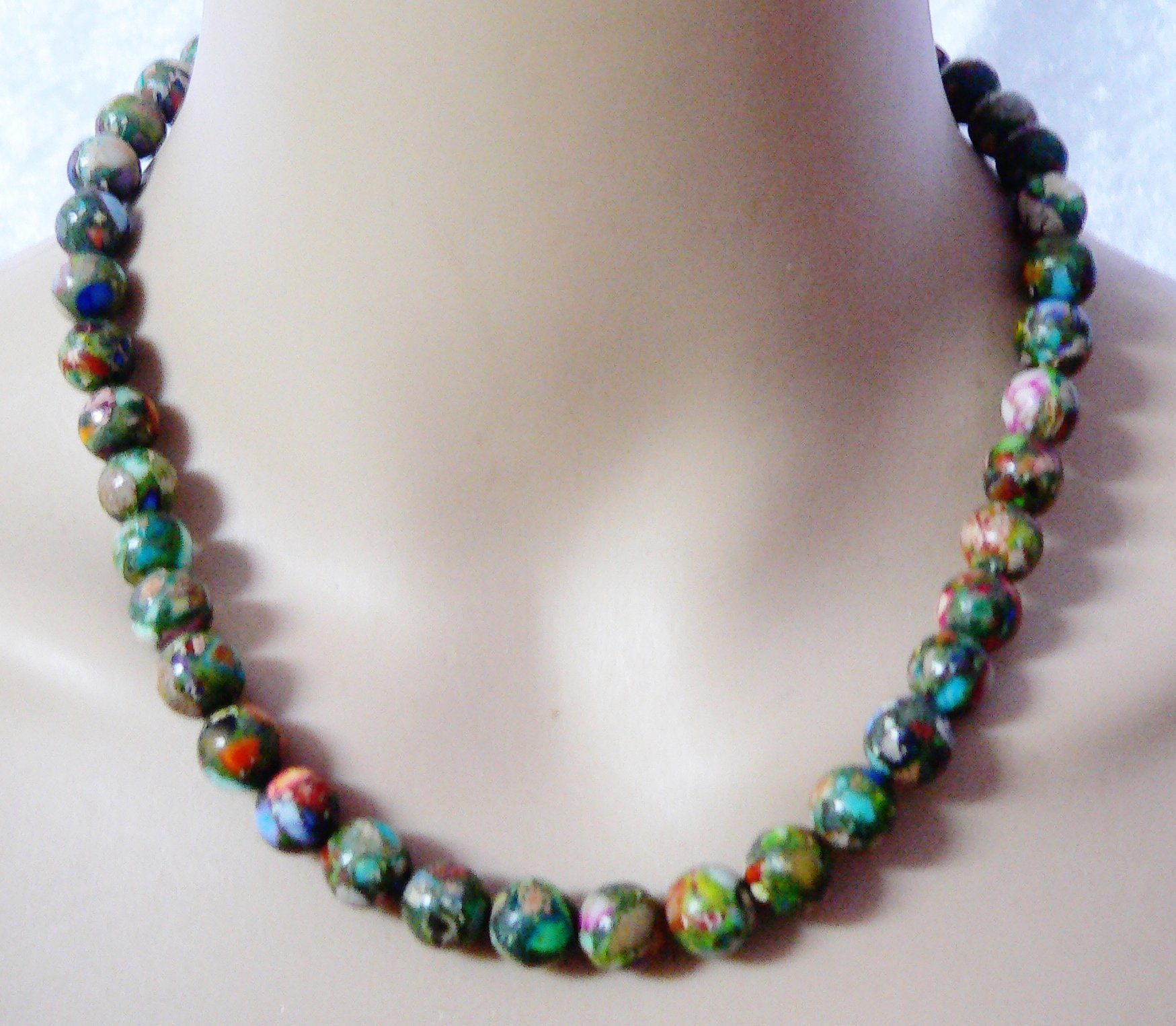 traumschmuck Kette ohne Anhänger 188a Halskette Edelstein Impression Sedimet Jaspis multicolor (Geschenk, Muttertag, Weihnachten, Geburtstag, Valentinstag, inkl Schmuckbox), Made in Germany, handgefertigt