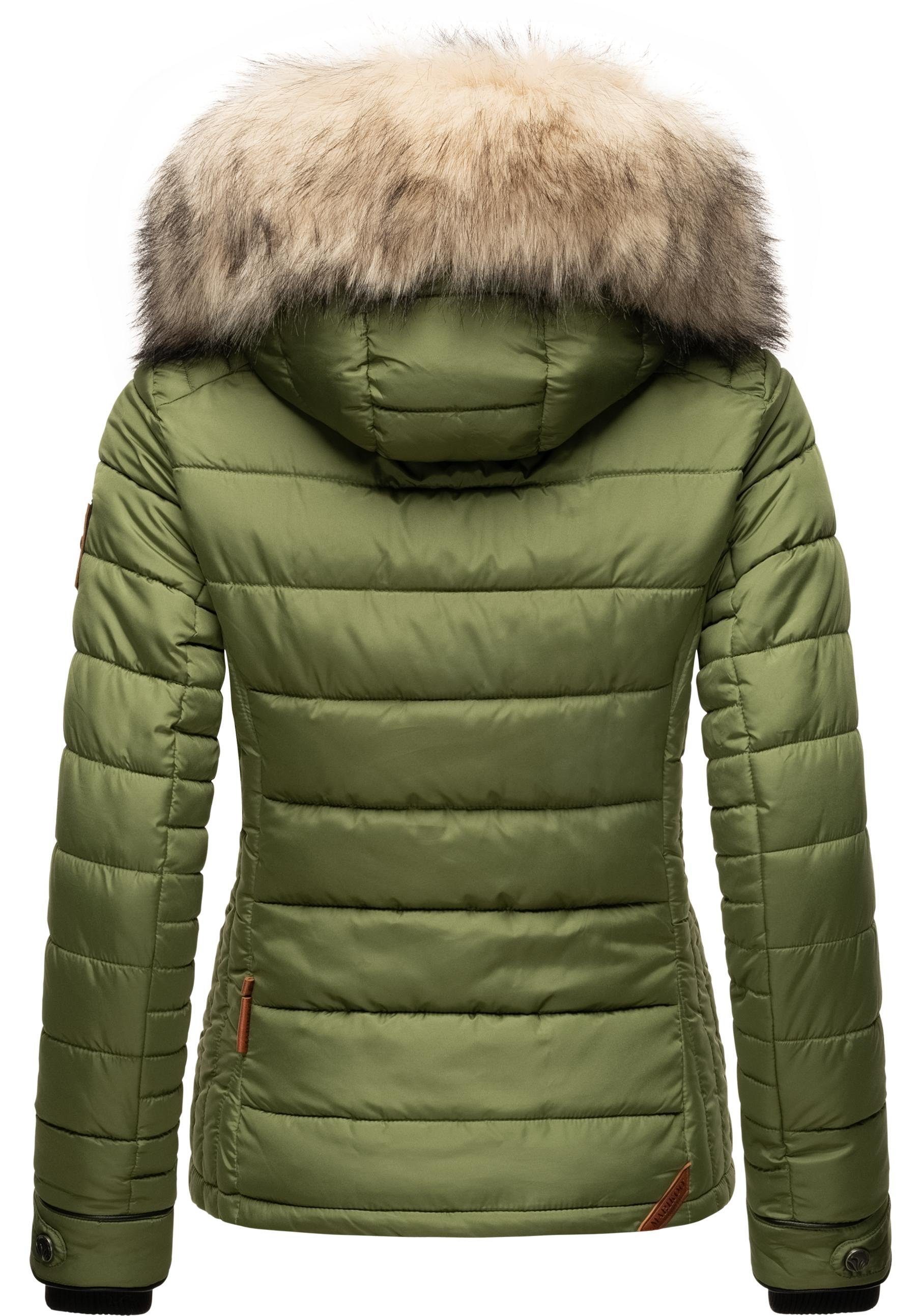 Marikoo Winterjacke Lerikaa Winter Steppjacke Kunstfell abnehmbarem mit olivgrün