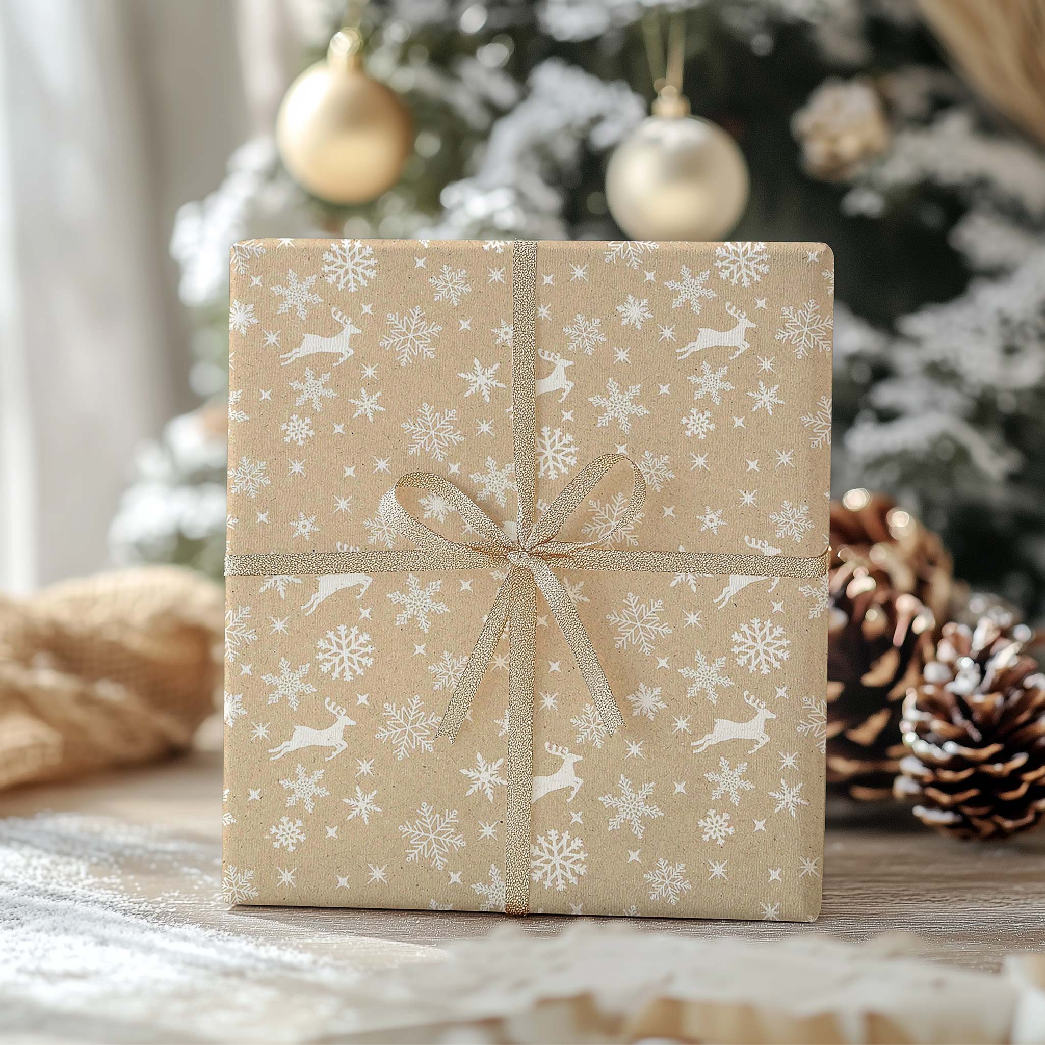 maDDma Geschenkpapier 1 Rolle Geschenkpapier für Weihnachten natur 0,7x2m Dekopapier, Weihnachten 1