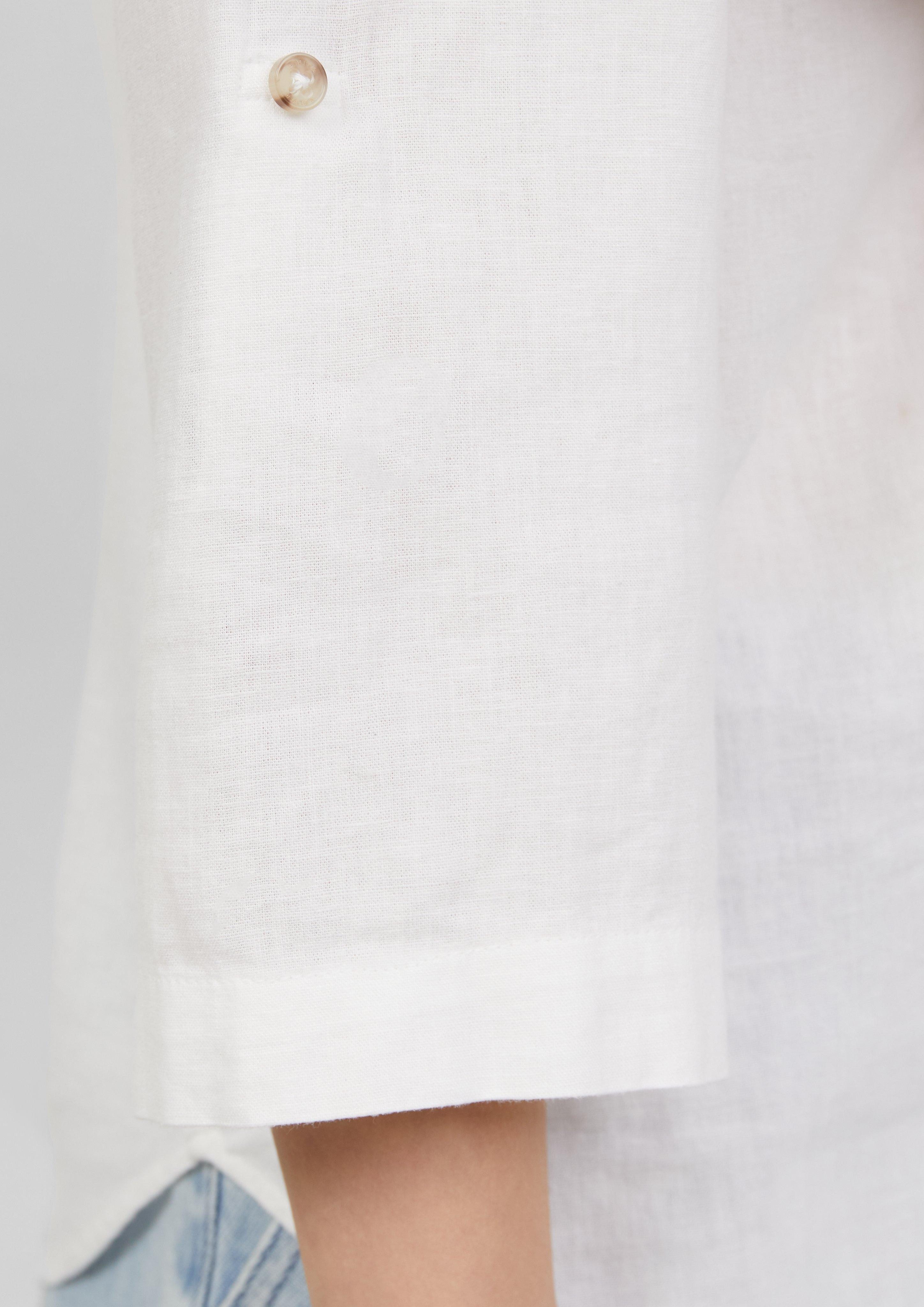 s.Oliver Langarmbluse Leinenmix-Bluse mit Turn-up Raffung günstig online kaufen