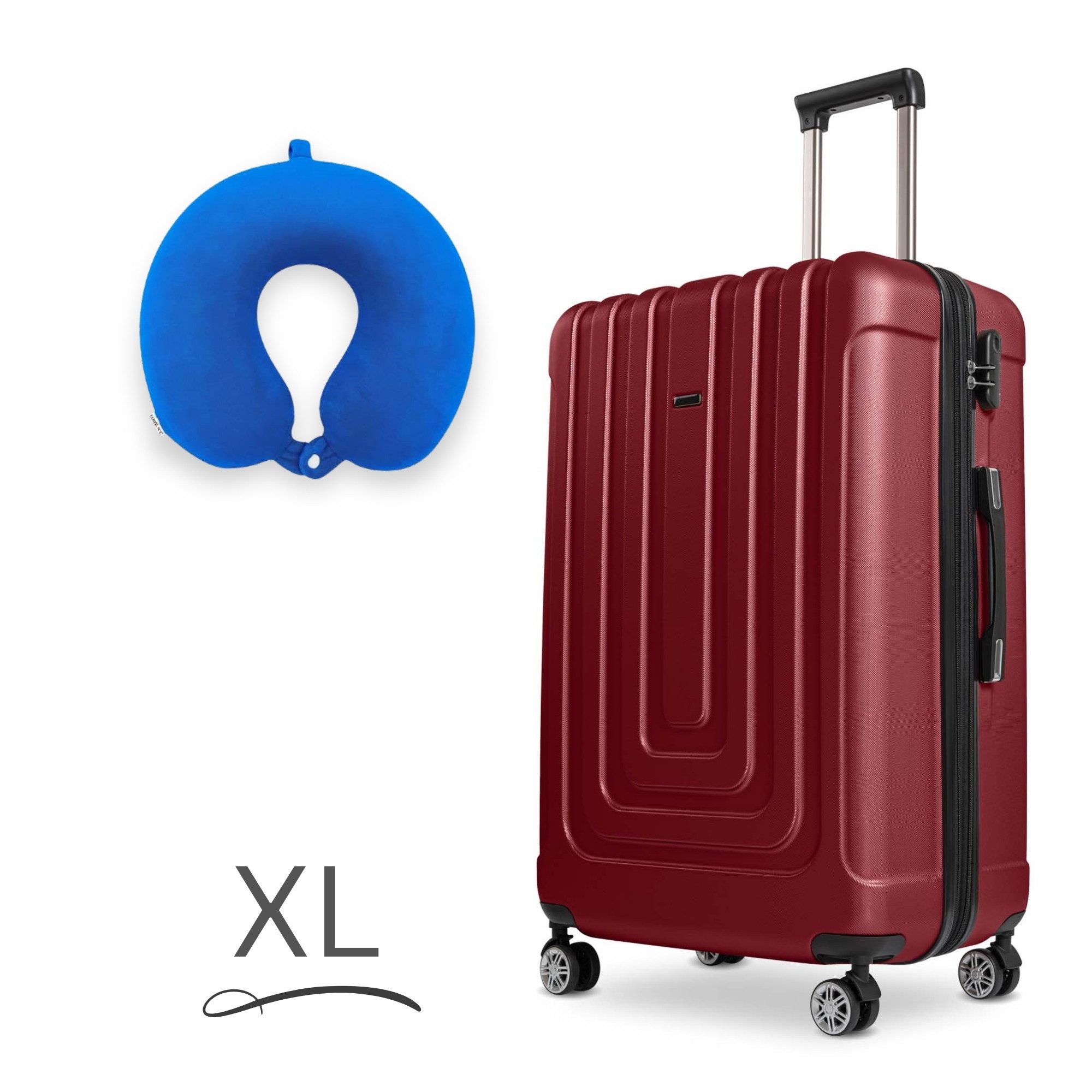 Sparsando Koffer Sparset Koffer + Ergonomisches Nackenkissen mit TSASchloss, 4 Rollen