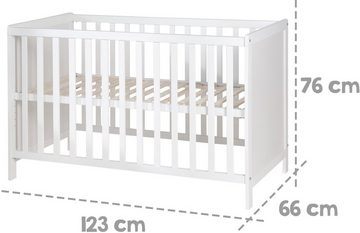 roba® Babybett Multifunktionsbett mit Beistellfunktion, 8-tlg., Lattenrost, Matratze, Nestchen, Bettverkleinerer, Himmel, Himmelstange