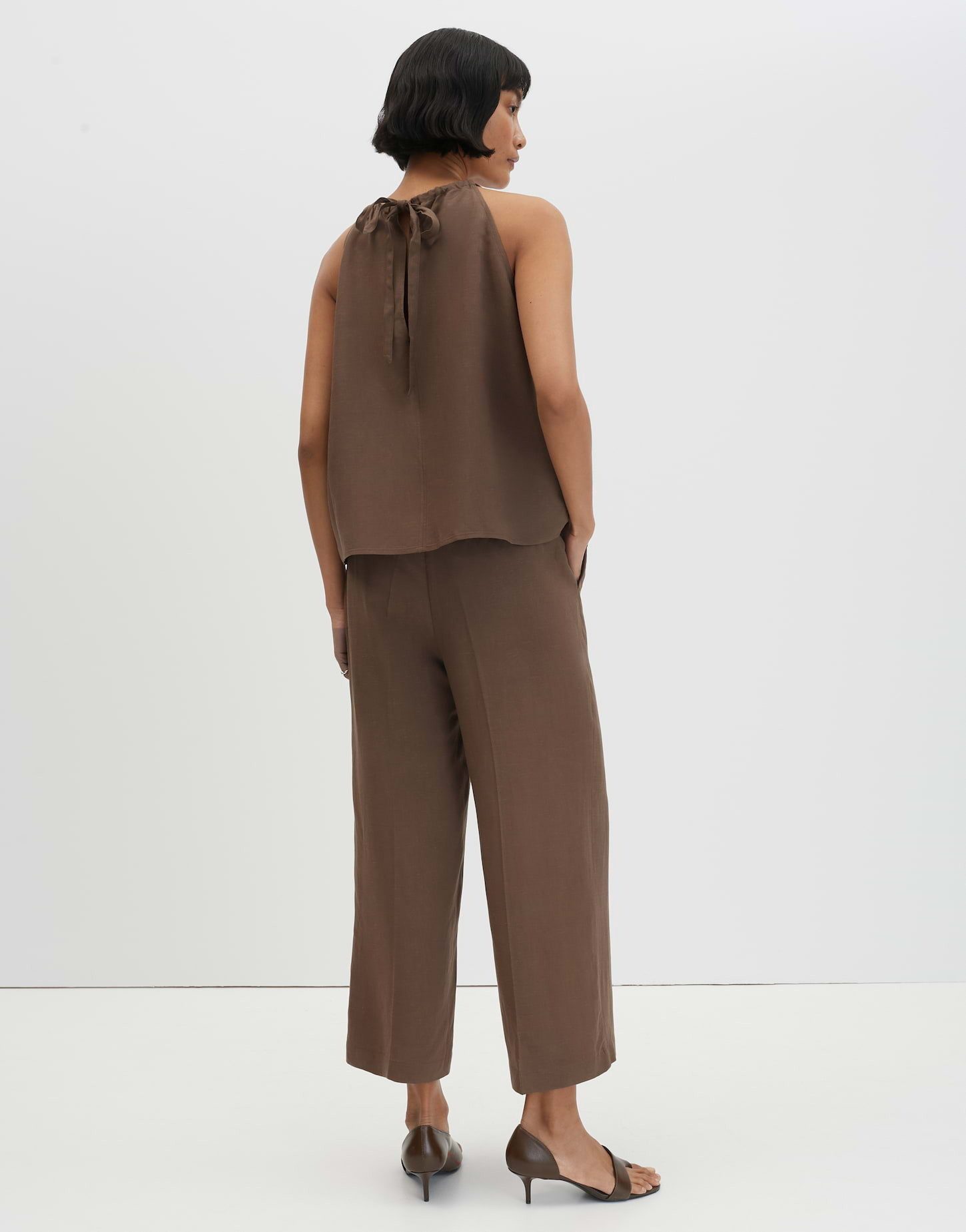 someday Culotte Celino cropped linen in weiter Passform Fließender Fall mit Bügelfalten und seitlichen Eingrifftaschen